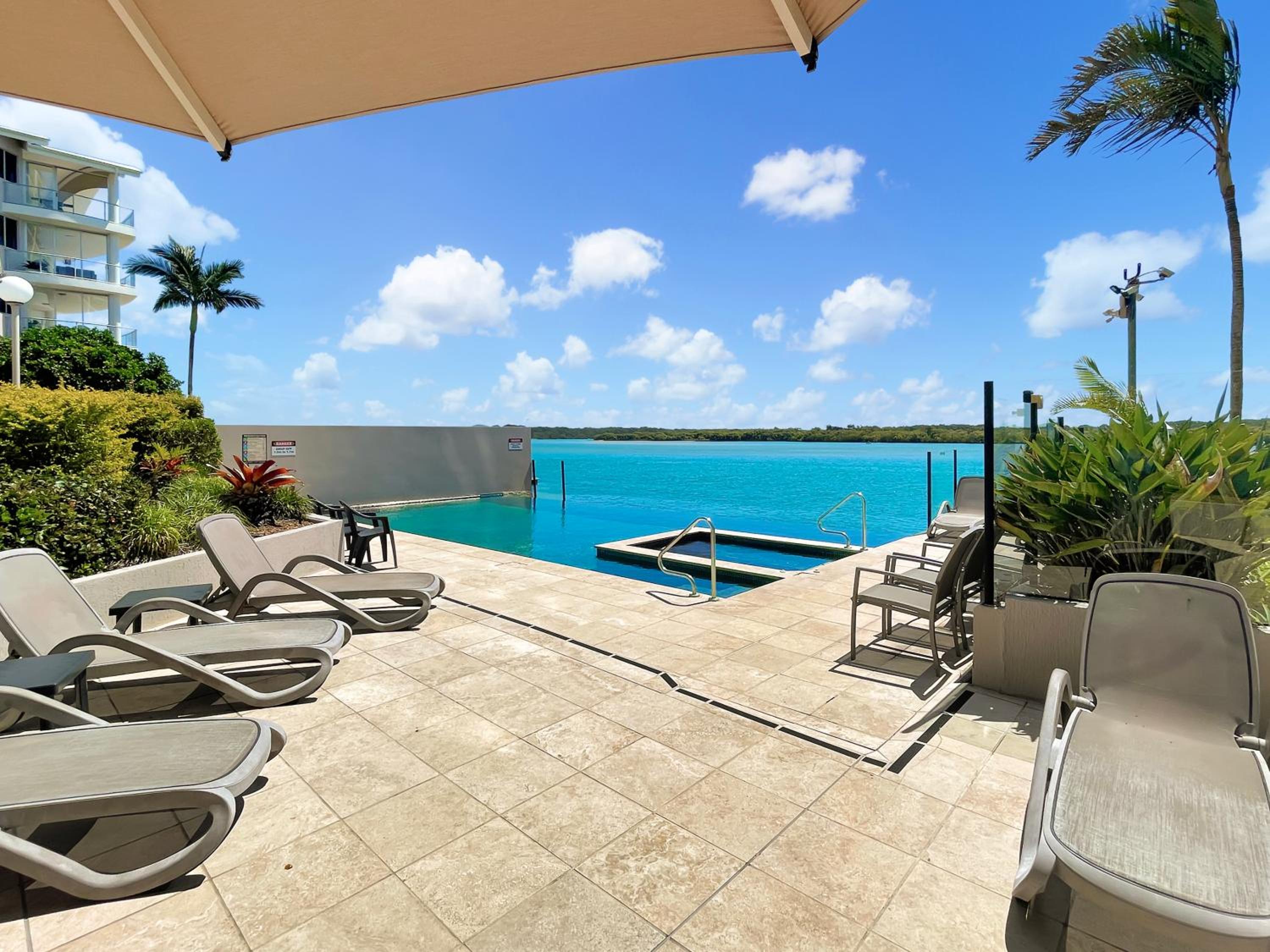 Relaxing Escape: Pool, Tennis Court, Garden Terrace & Water Views
