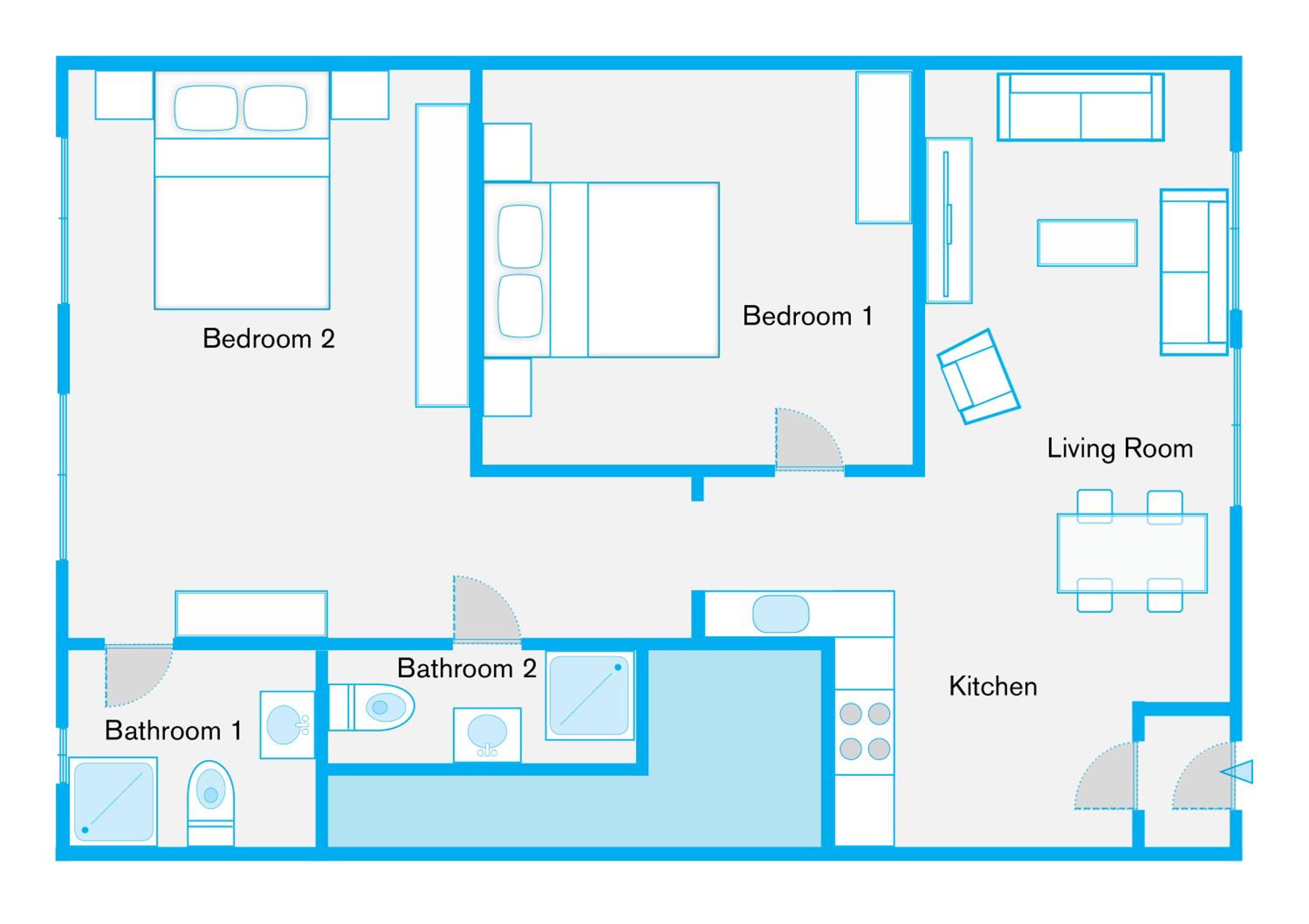 The Goethe Group Loft, 2 BR, 2 bath rooms, one living room, family friendly, 2-5 Guests