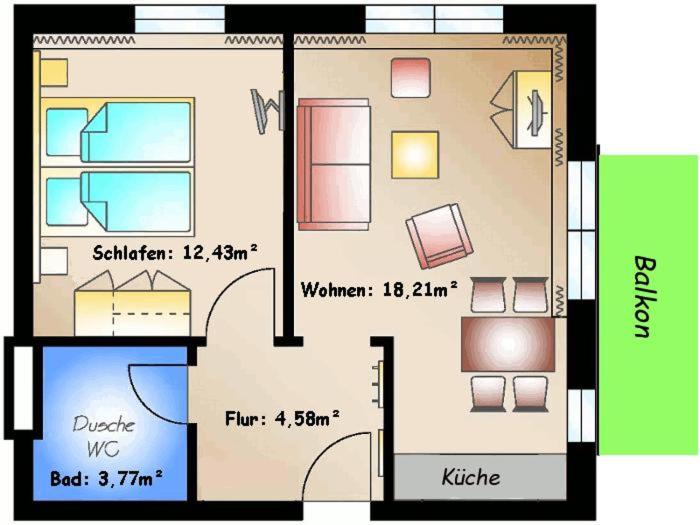 Fewo 14 im Haus Hühnergott - 4 Personen, Parkplatz inclusive