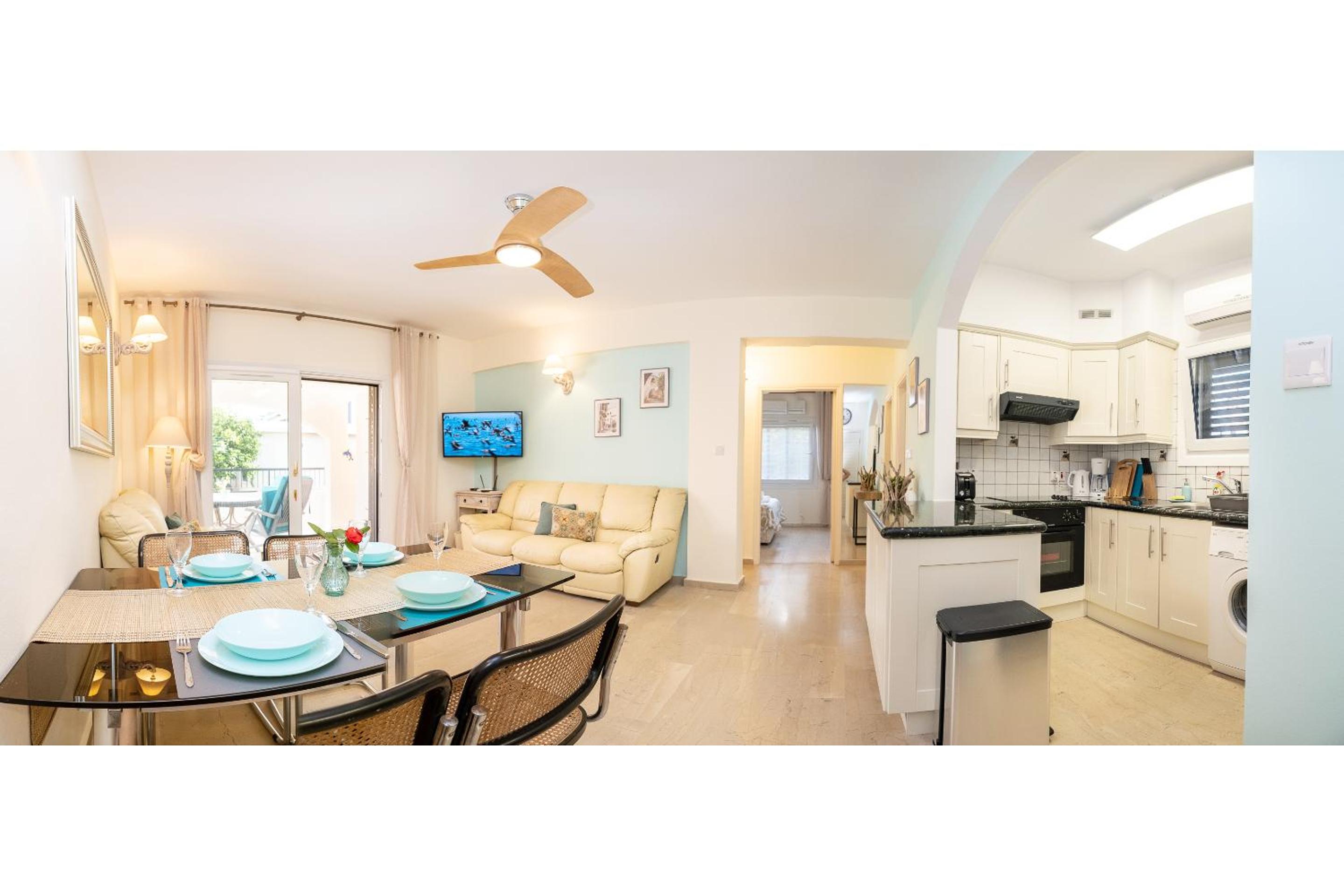 Dalia 2 Bedroom Apartment with Pool & Garden, Parking, Walk to Beach, Gated Complex