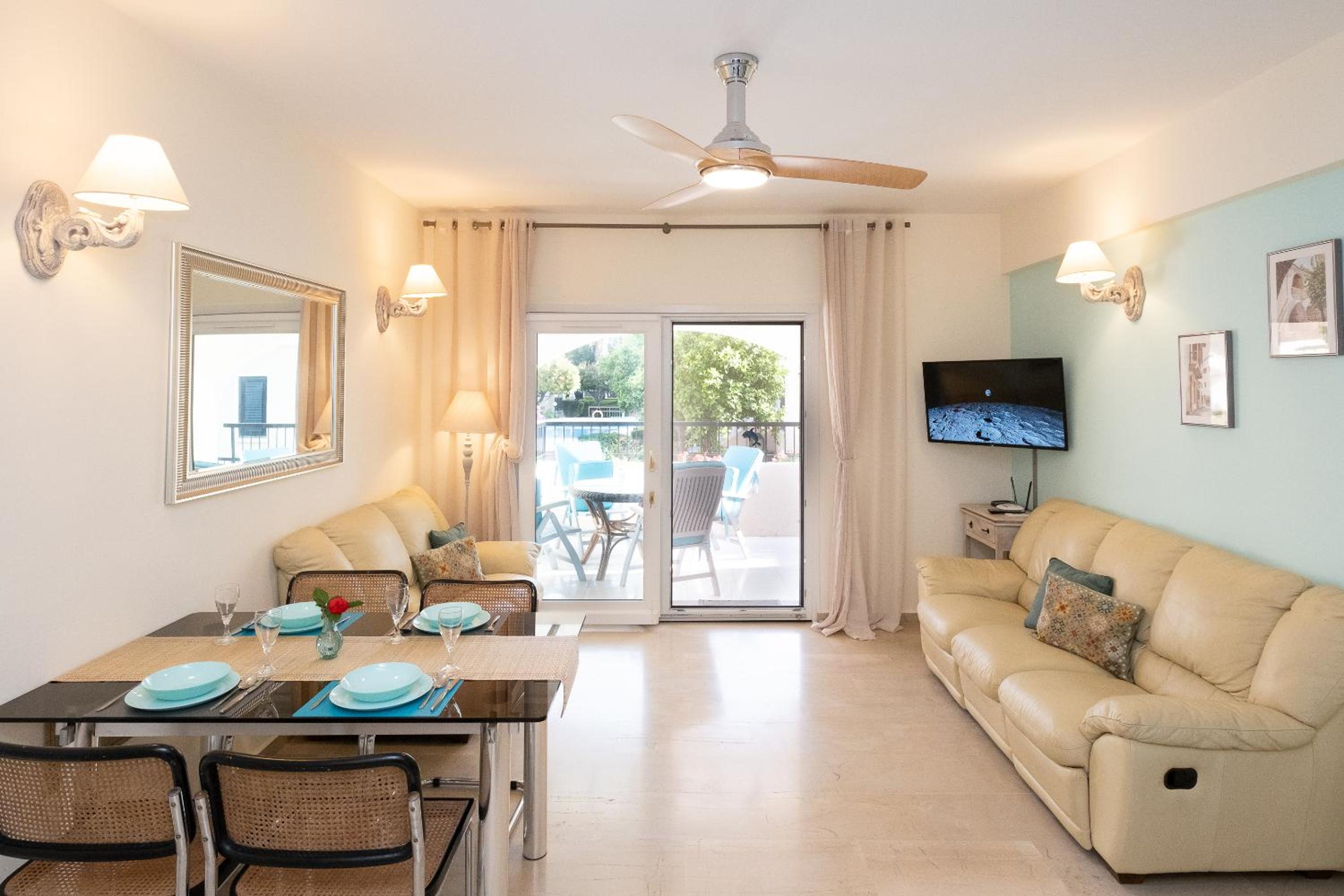 Dalia 2 Bedroom Apartment with Pool & Garden, Parking, Walk to Beach, Gated Complex