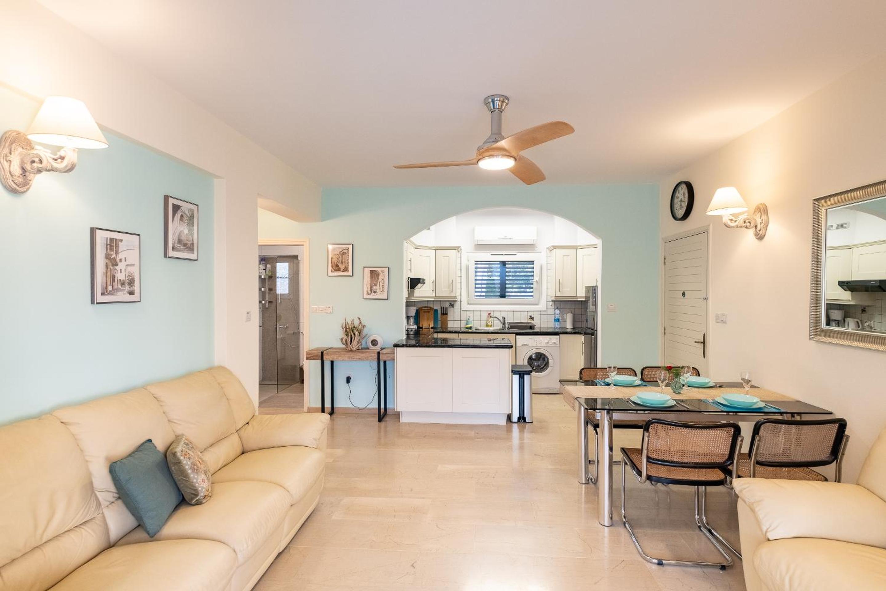 Dalia 2 Bedroom Apartment with Pool & Garden, Parking, Walk to Beach, Gated Complex
