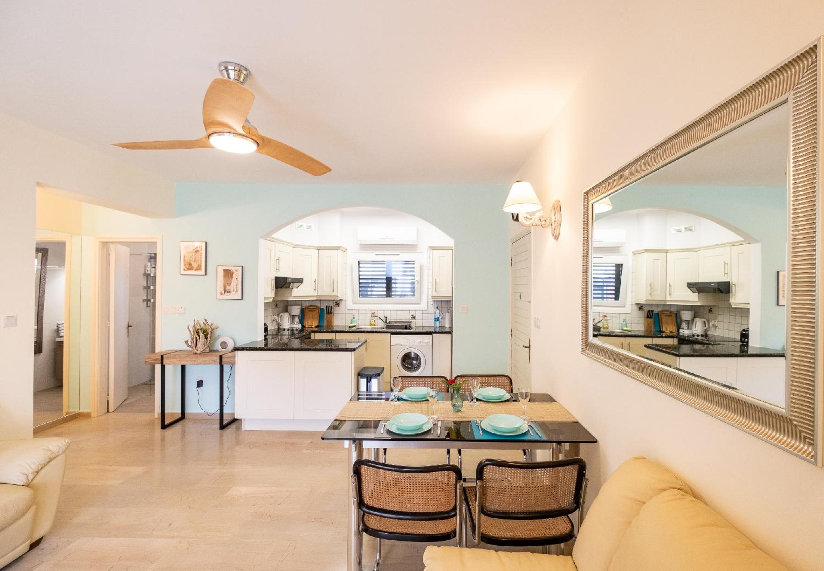 Dalia 2 Bedroom Apartment with Pool & Garden, Parking, Walk to Beach, Gated Complex