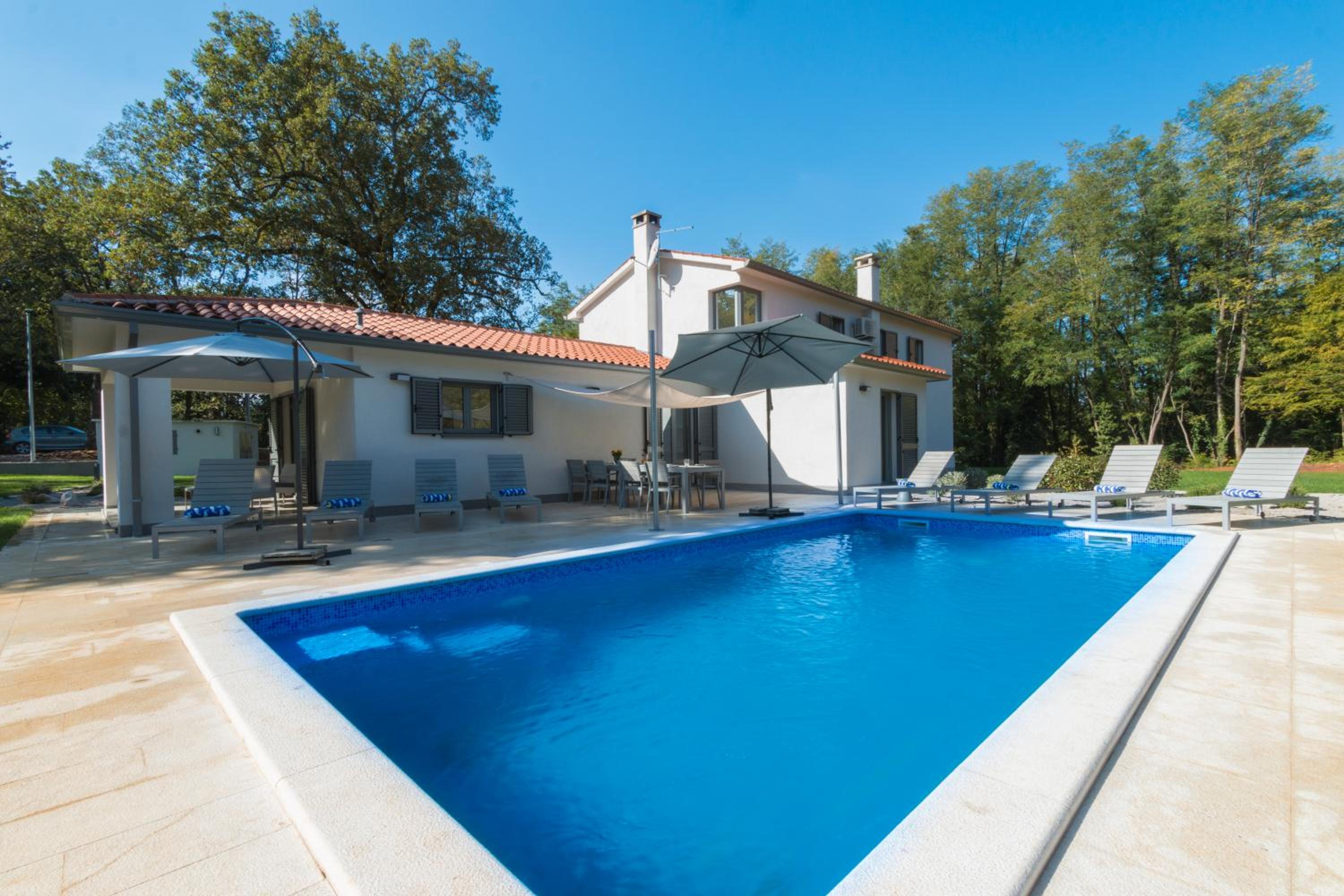 Villa Stepančić - large garden and heated pool view 4