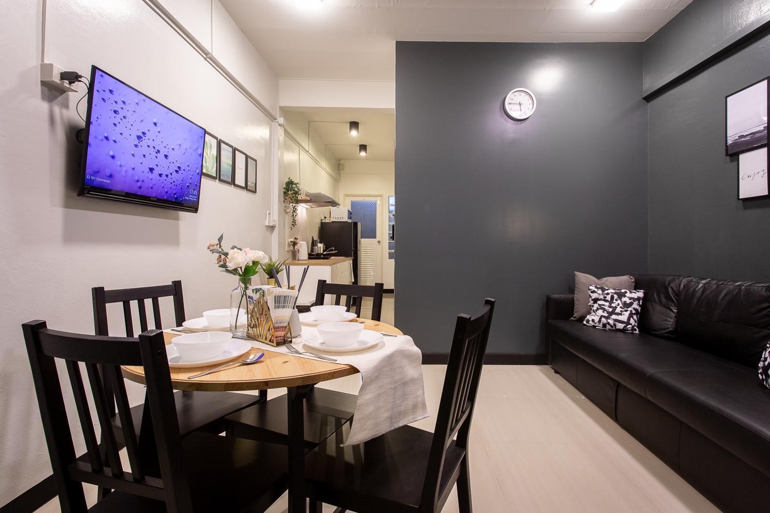 T5 2 Bedrooms/6guests/full kitchen/1 min to BTS