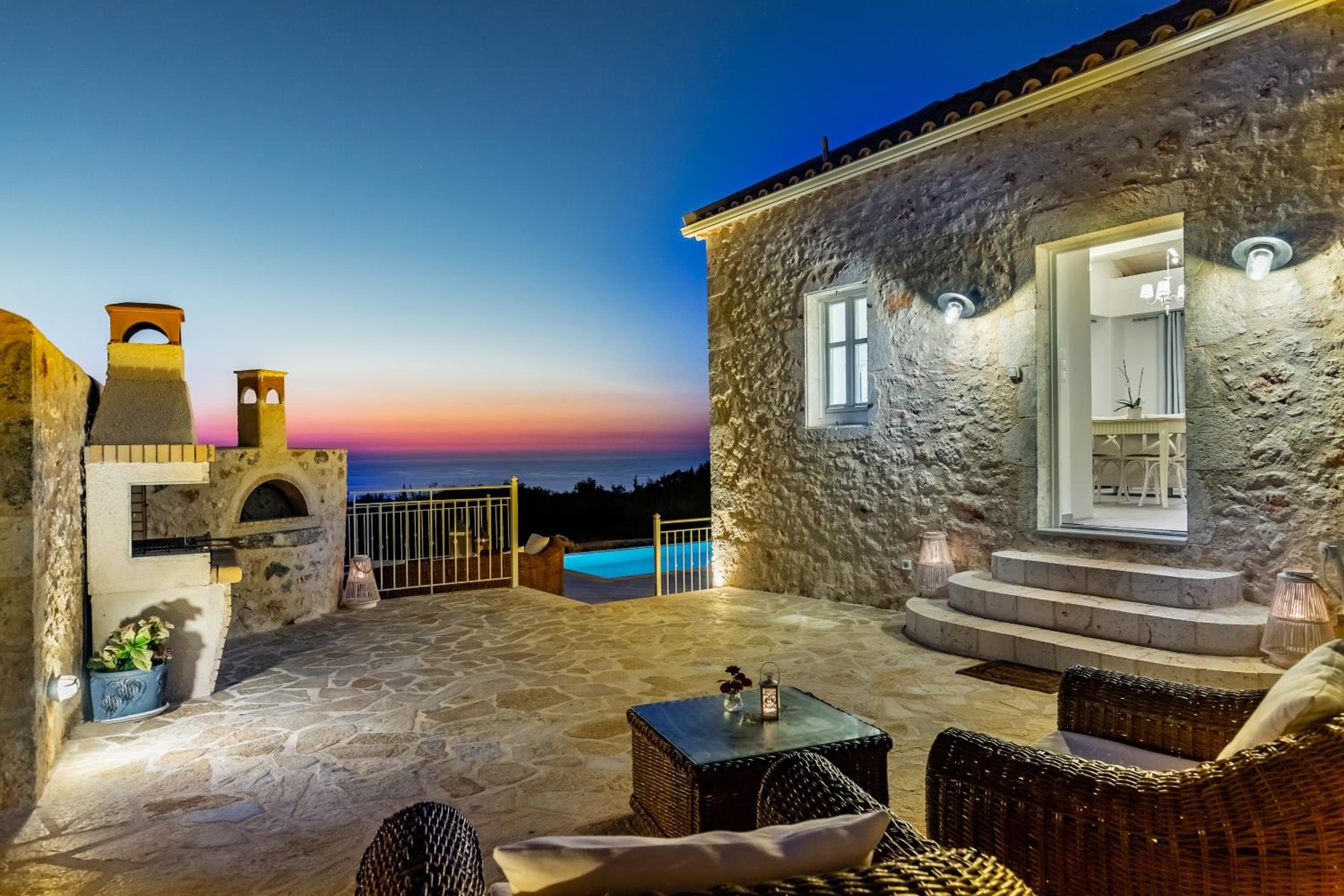 Fiscardo Luxury Stone Villa Alex ,with sunset view!
