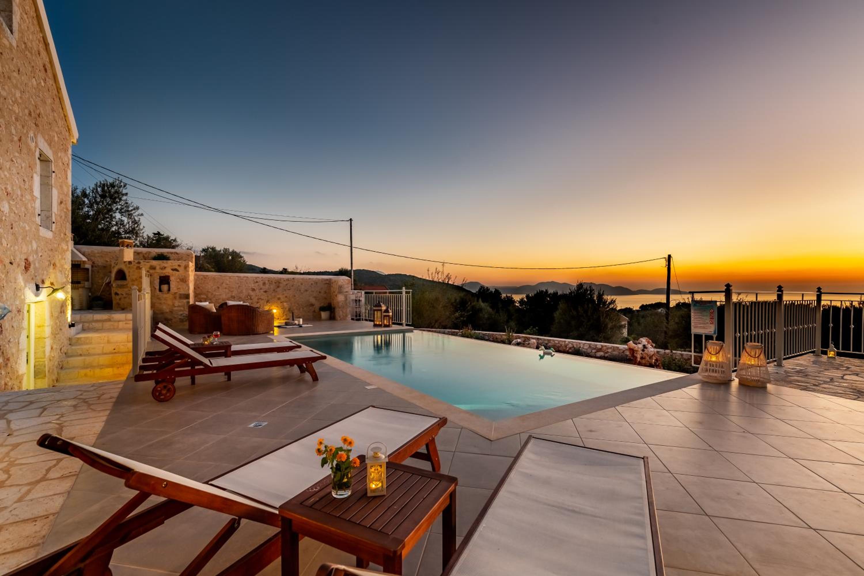 Fiscardo Luxury Stone Villa Alex ,with sunset view!