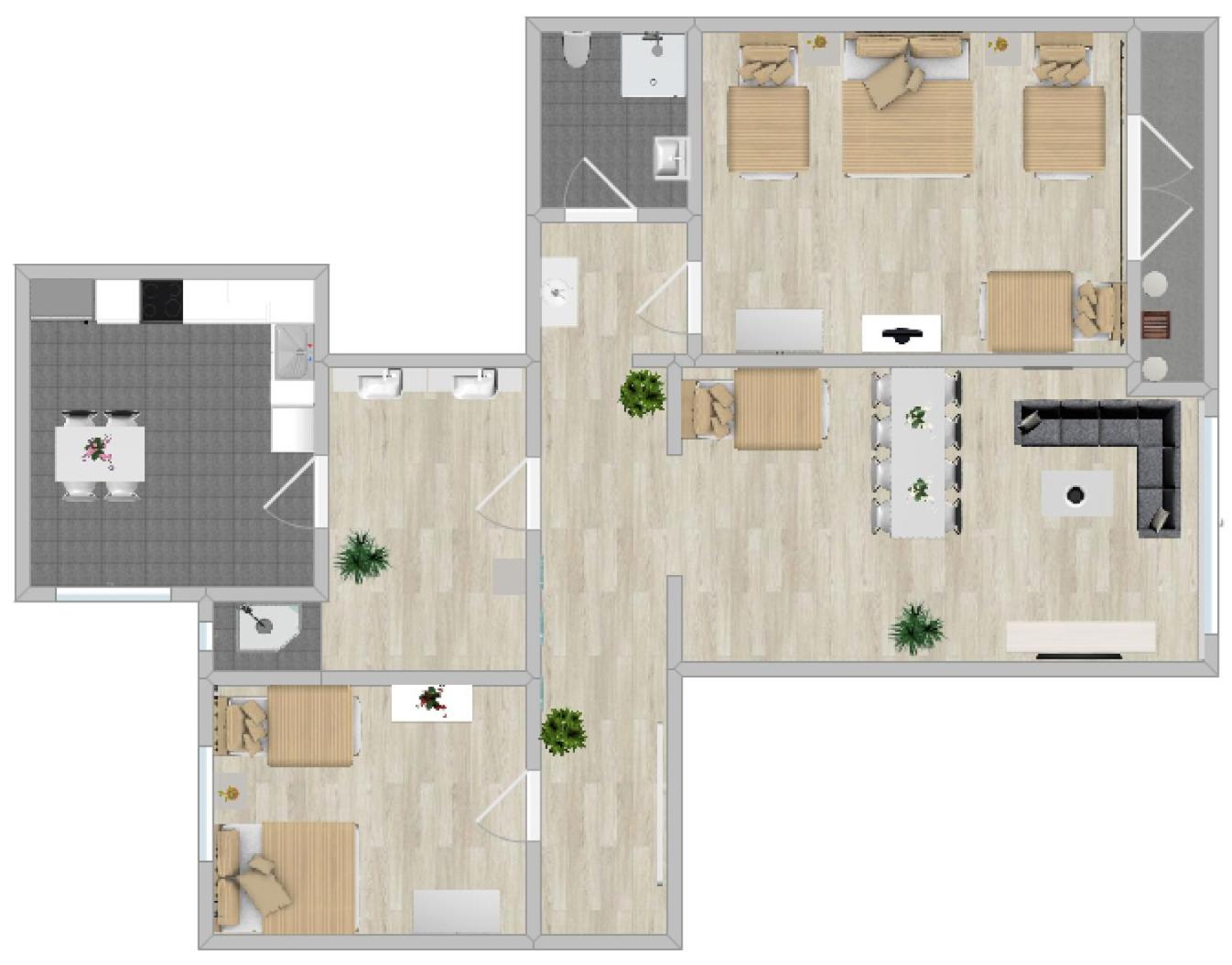 120qm MyGold Apartment 2 Bathrooms Balcony Up to 9 Guests