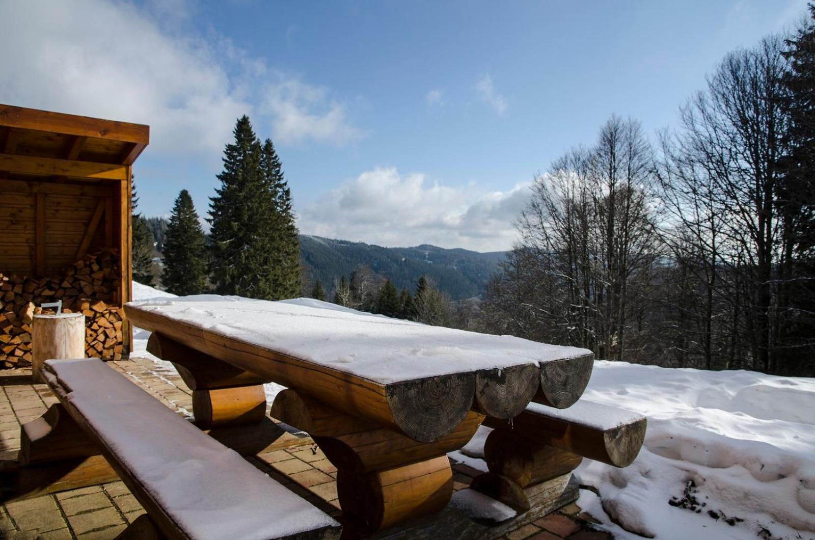 Luxus-Ferienhaus Blockhaus Chalet Nr 2 Toplage am Feldberg mit Sauna, Outdoor-Hottub, Kamin auf 1300m üM