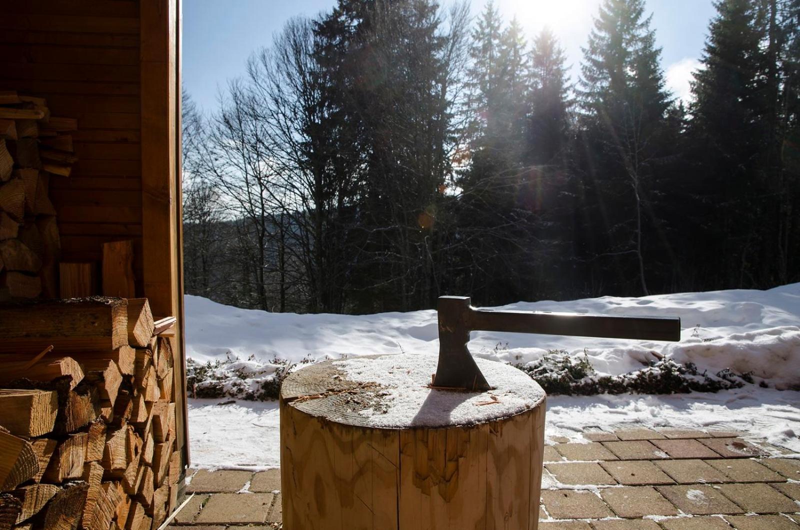 Luxus-Ferienhaus Blockhaus Chalet Nr 2 Toplage am Feldberg mit Sauna, Outdoor-Hottub, Kamin auf 1300m üM