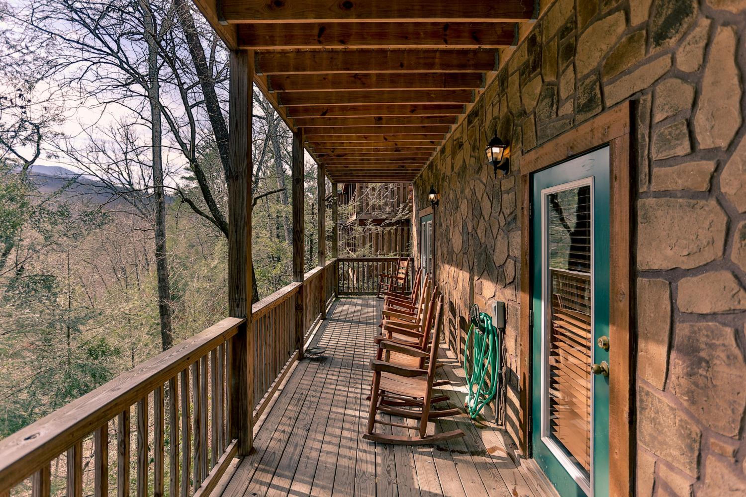 Log Inn, 5 bed 3 bath group cabin in Gatlinburg with game room and hot tub, seasonal resort pool view 2