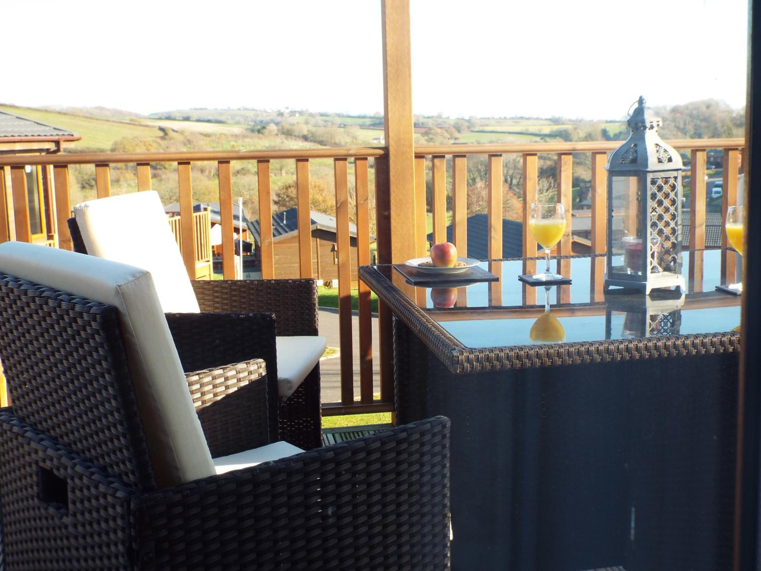 luxury timber pet friendly lodge with private hot tub 2 to 6 guests, outstanding views nr Paignton view 3