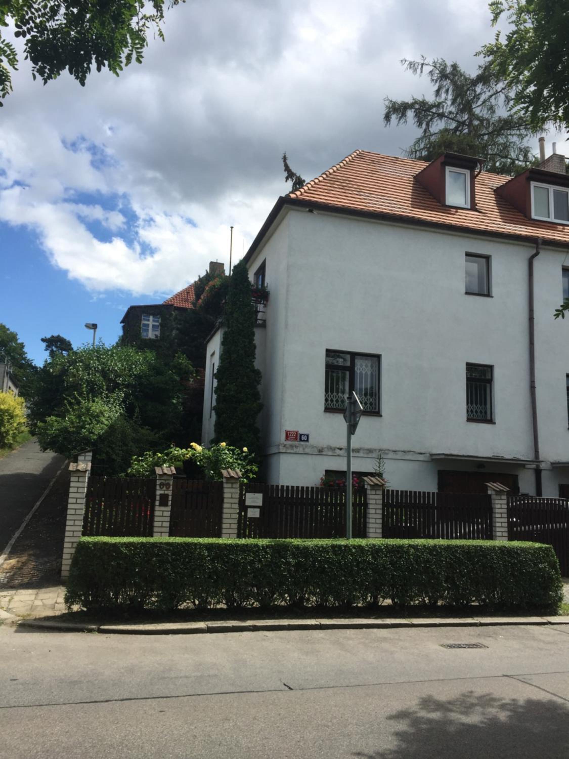 Blue apartment in beautiful English style garden with atmosphere