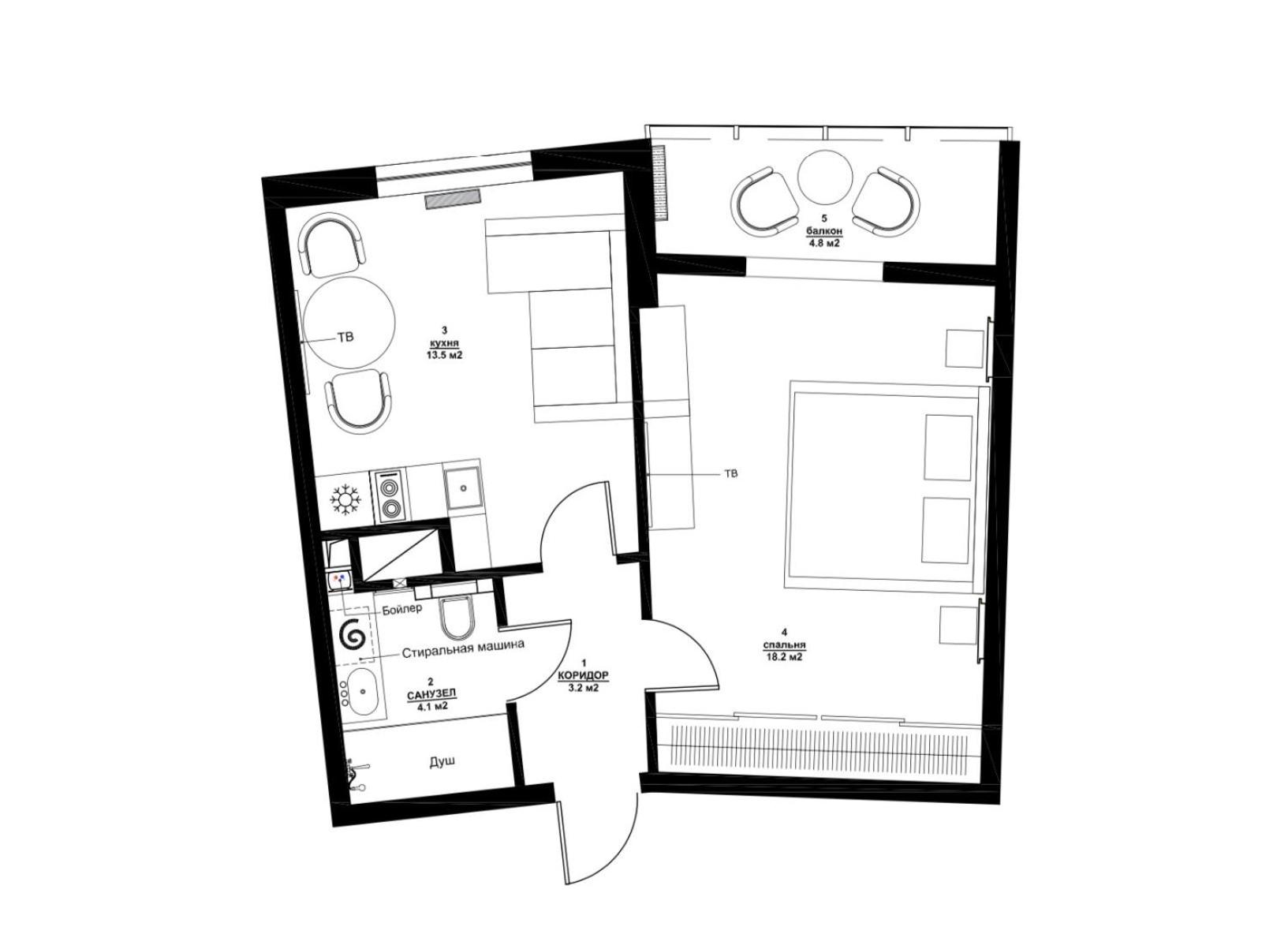 Grey Apartment in 14 floor view 2