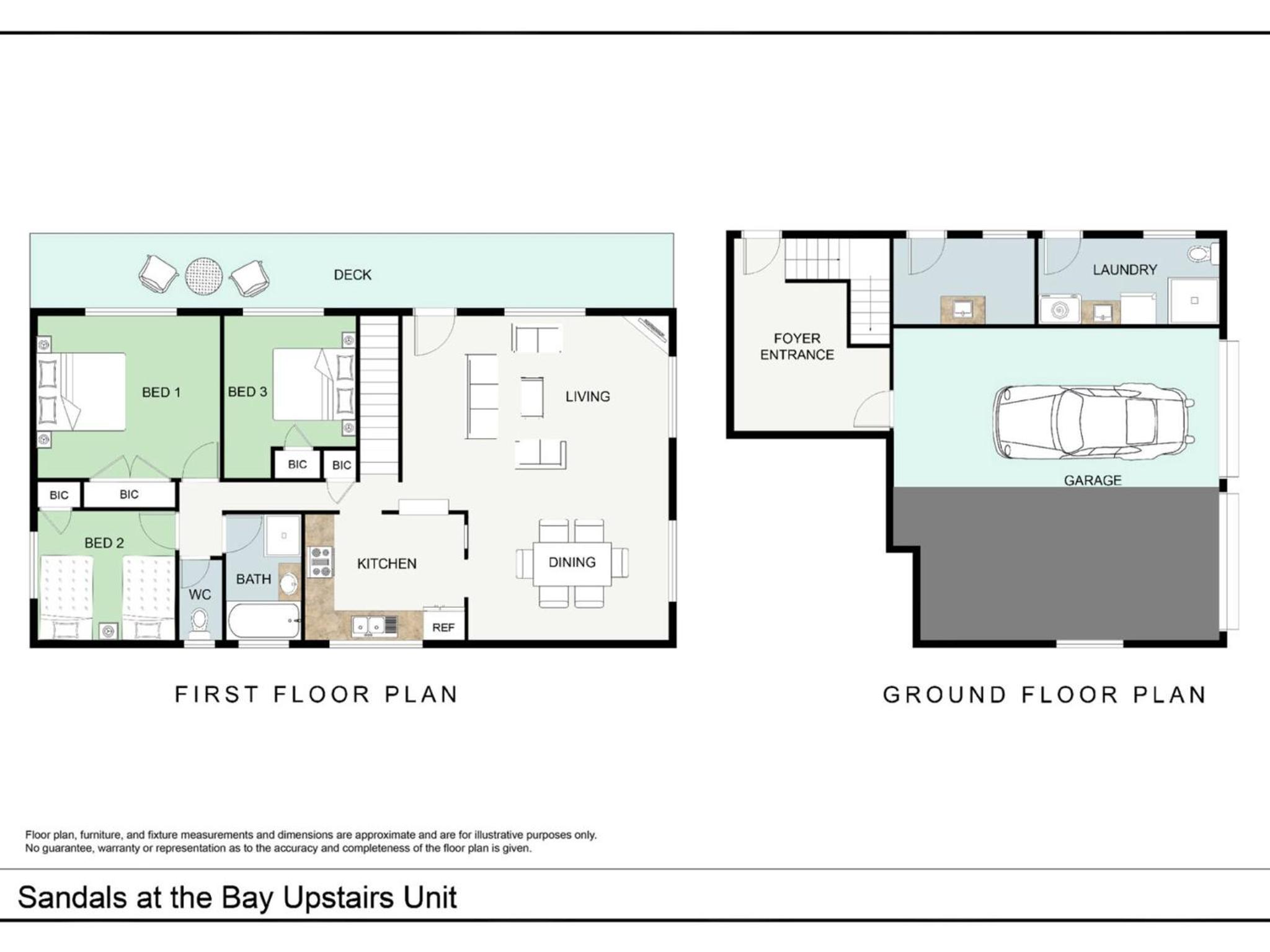 Sandals at the Bay Upstairs sleeps 6 Hyams Beach