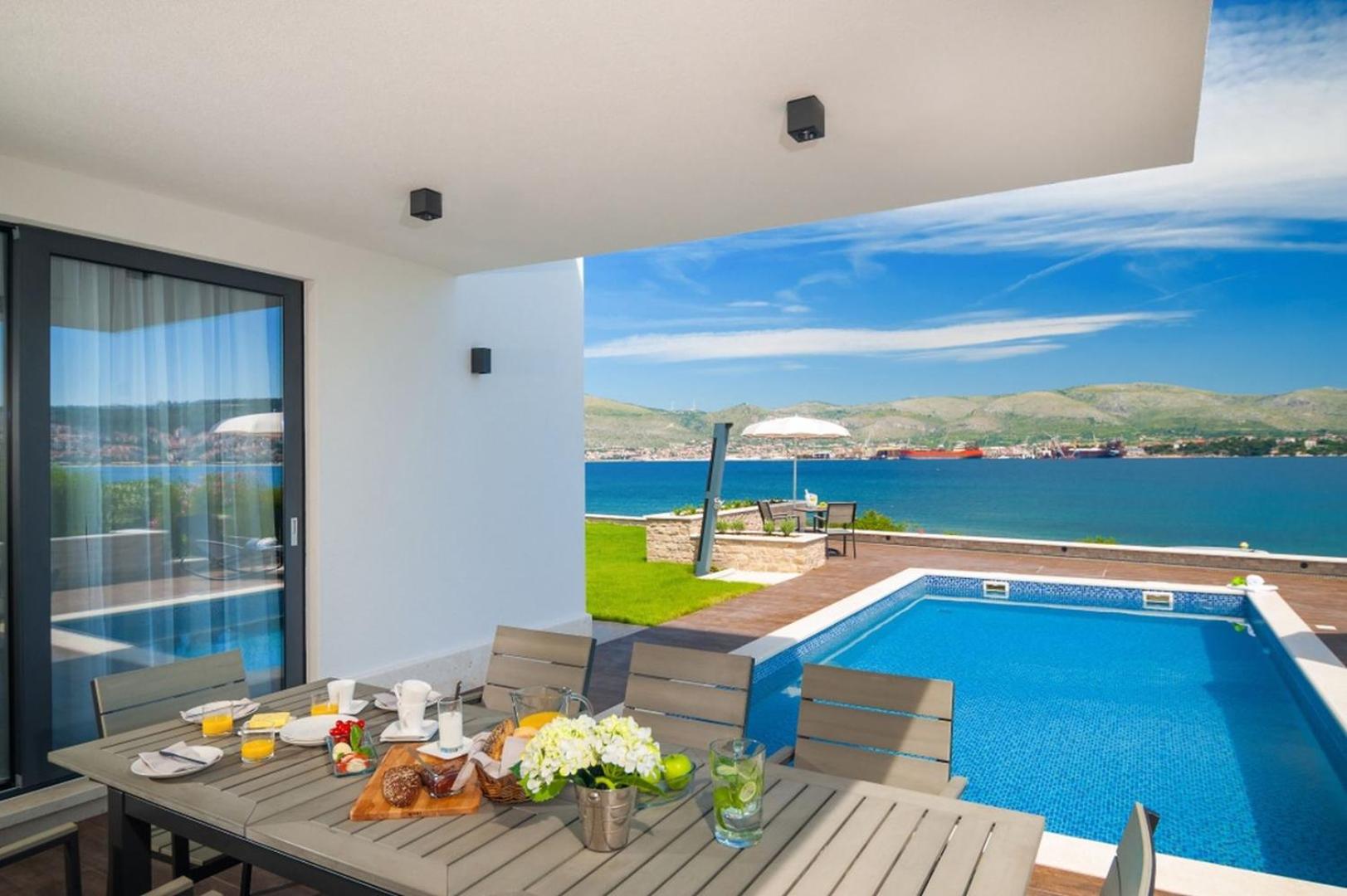 Luxury beachfront Villa Trogir 1 on Čiovo with 2 pools view 3