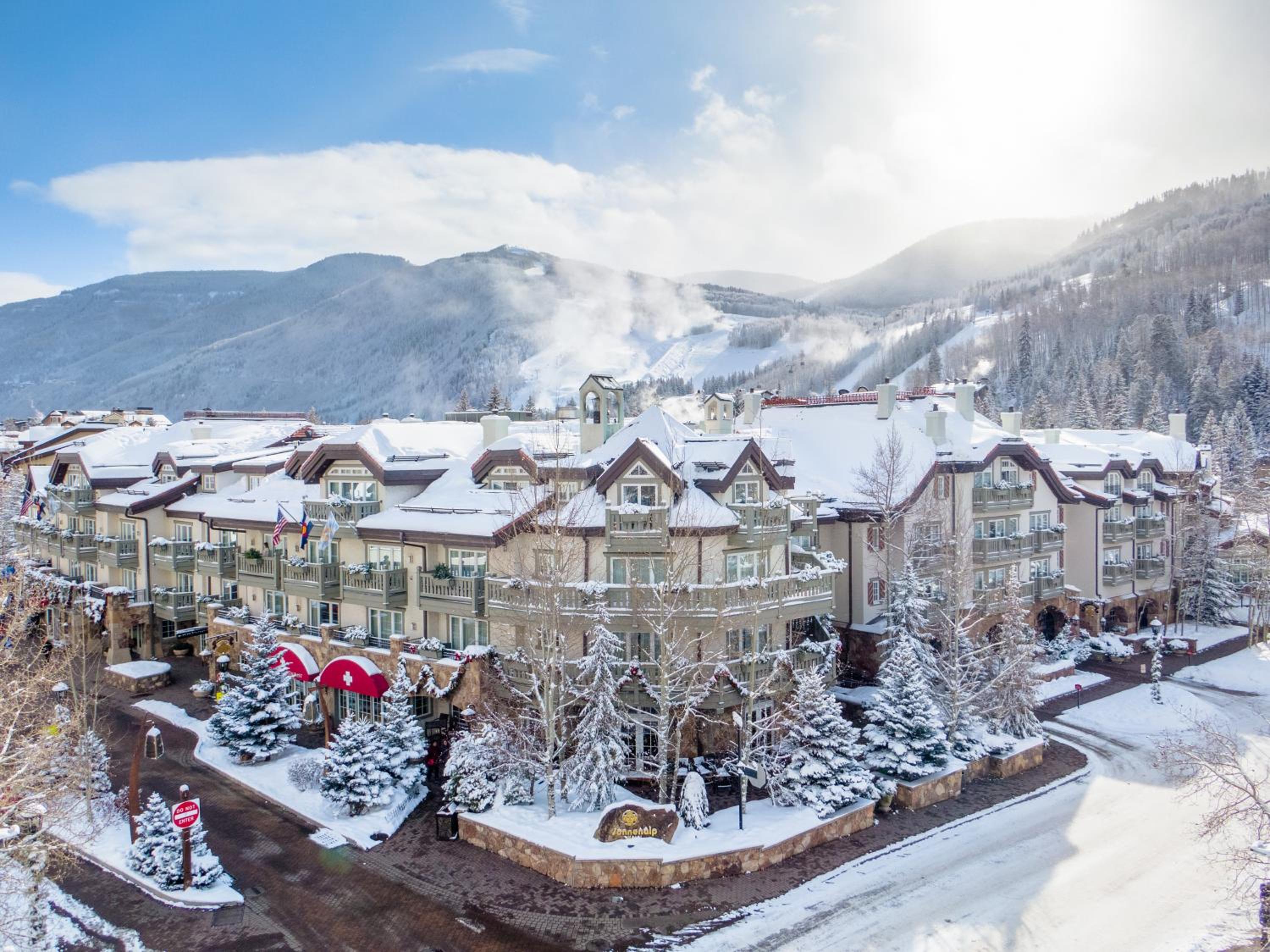 Exterior view of the locally owned and operated Sonnenalp hotel