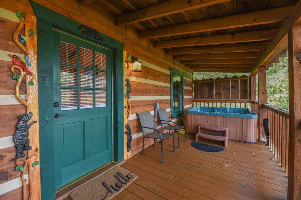 View! Cozy, Private, Fireplace, Hot Tub Log Cabin, Honeymoon! view 3