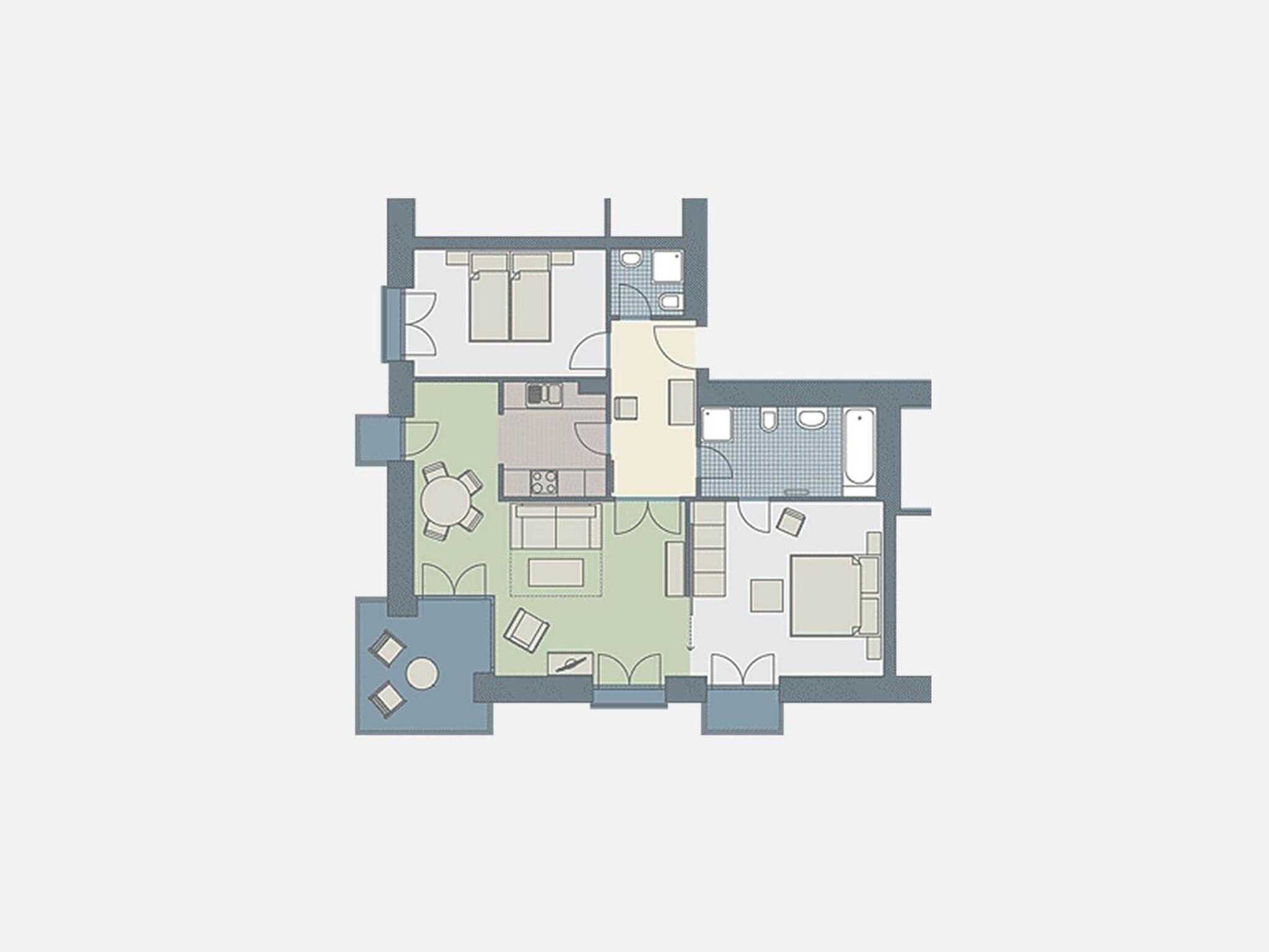 Kaiservillen Heringsdorf - Ferienwohnung mit 2 Schlafzimmern und Balkon D212
