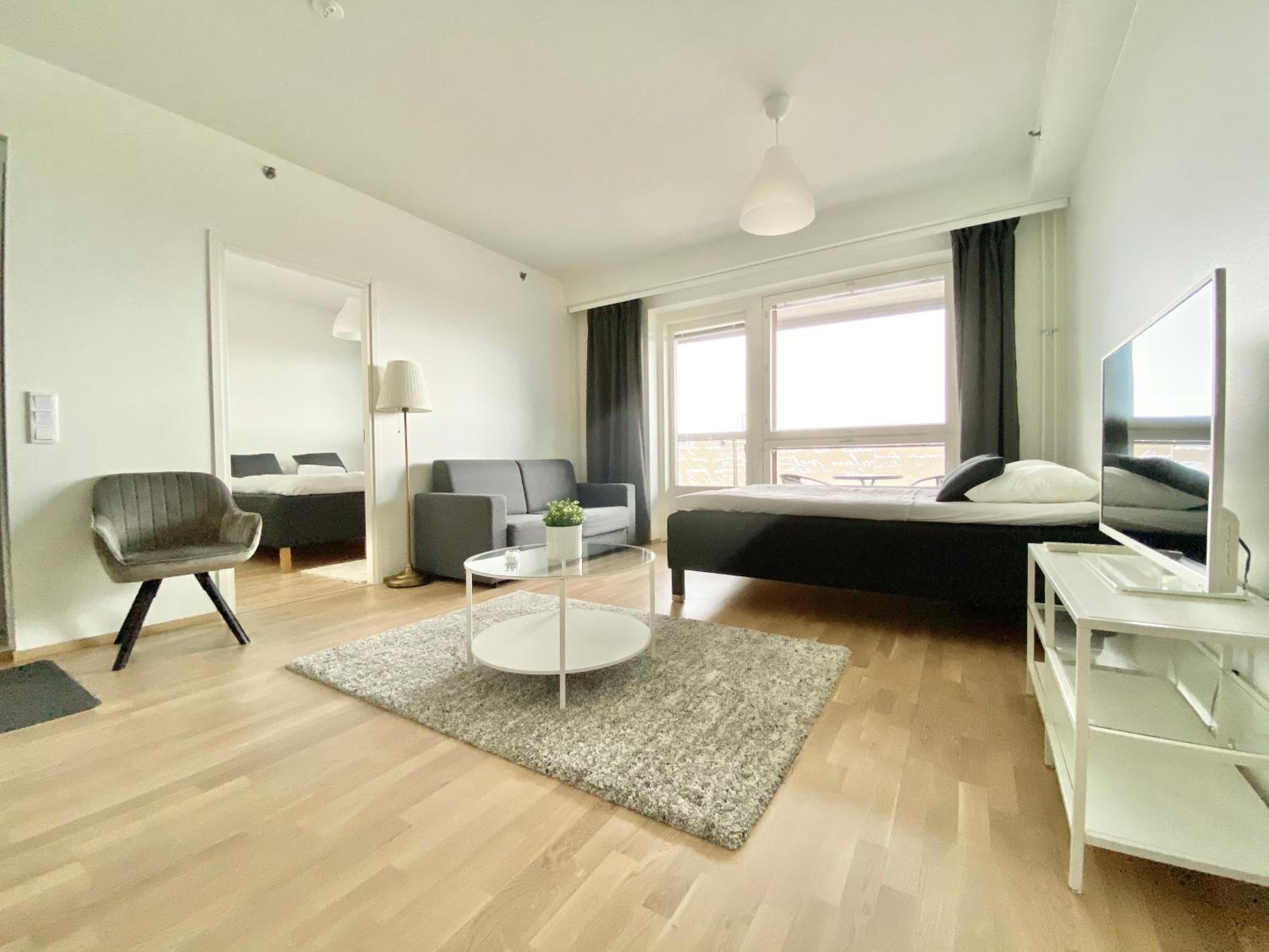City Home Finland Panorama Suite - New Luxury Suite with Own SAUNA, One Bedroom, Spacious Balcony with City Views and Great Location next to Nokia Arena