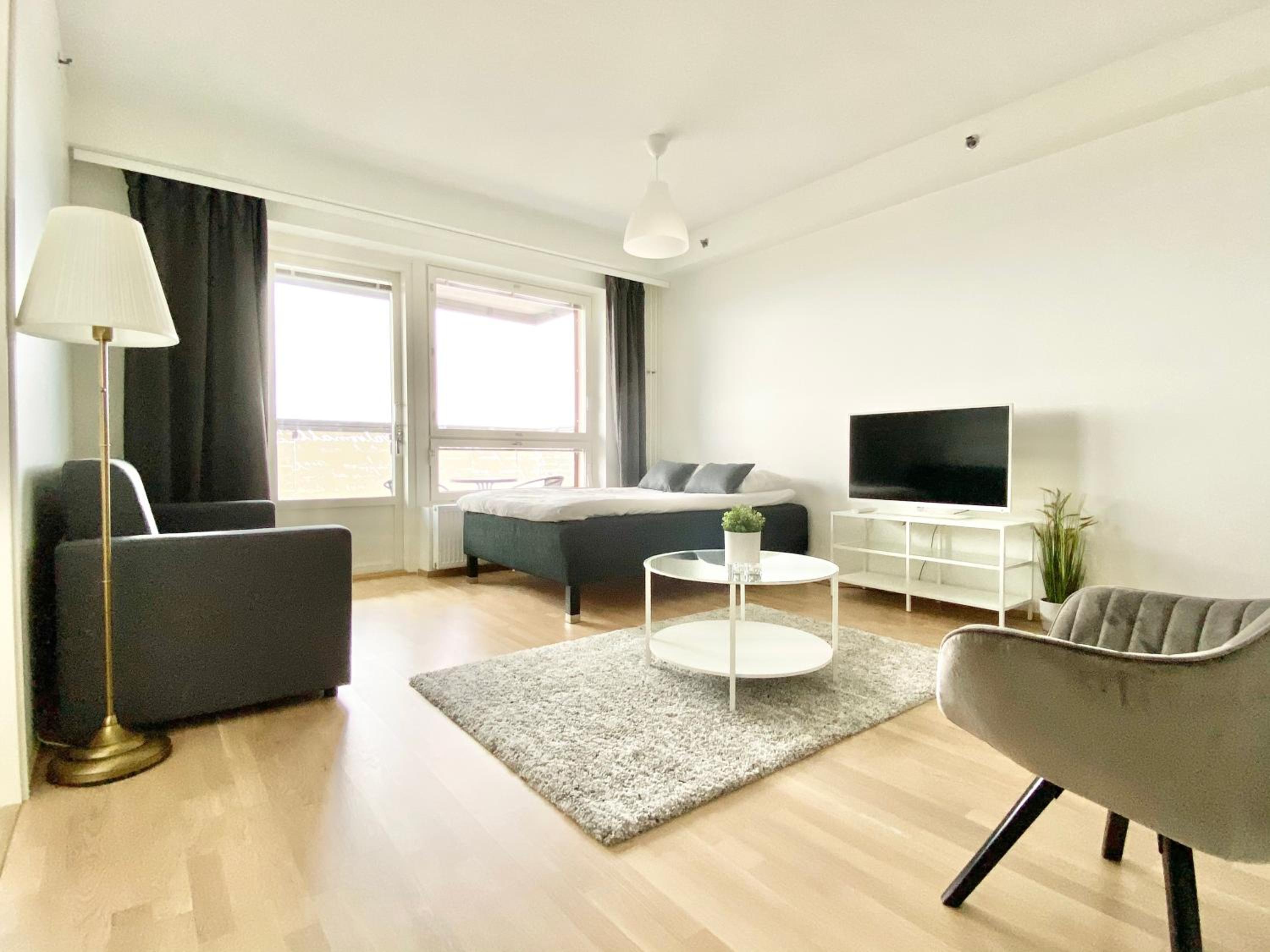City Home Finland Panorama Suite - New Luxury Suite with Own SAUNA, One Bedroom, Spacious Balcony with City Views and Great Location next to Nokia Arena