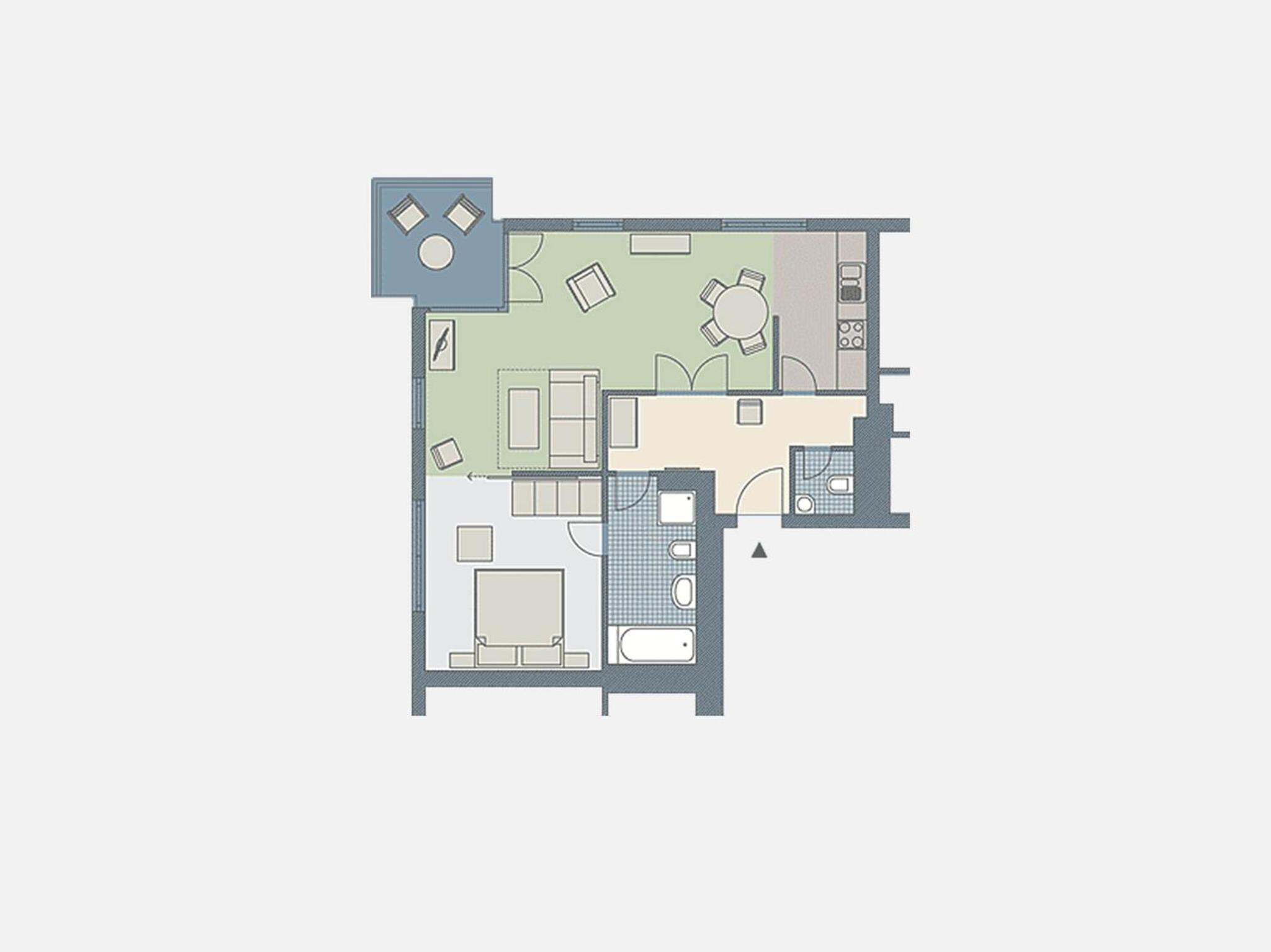 Kaiservillen Heringsdorf - Ferienwohnung mit 1 Schlafzimmer und Balkon D132