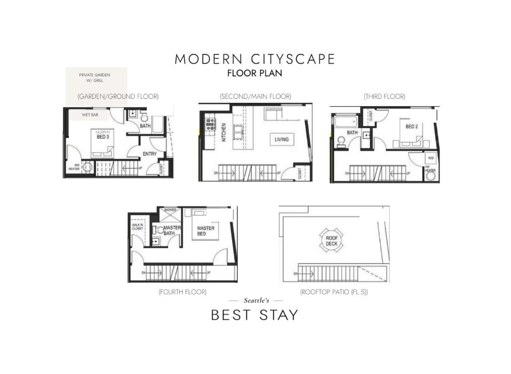 Rooftop Patio with Waterview, Private Garden & Grill 3BR 3BA- Modern Cityscape view 5