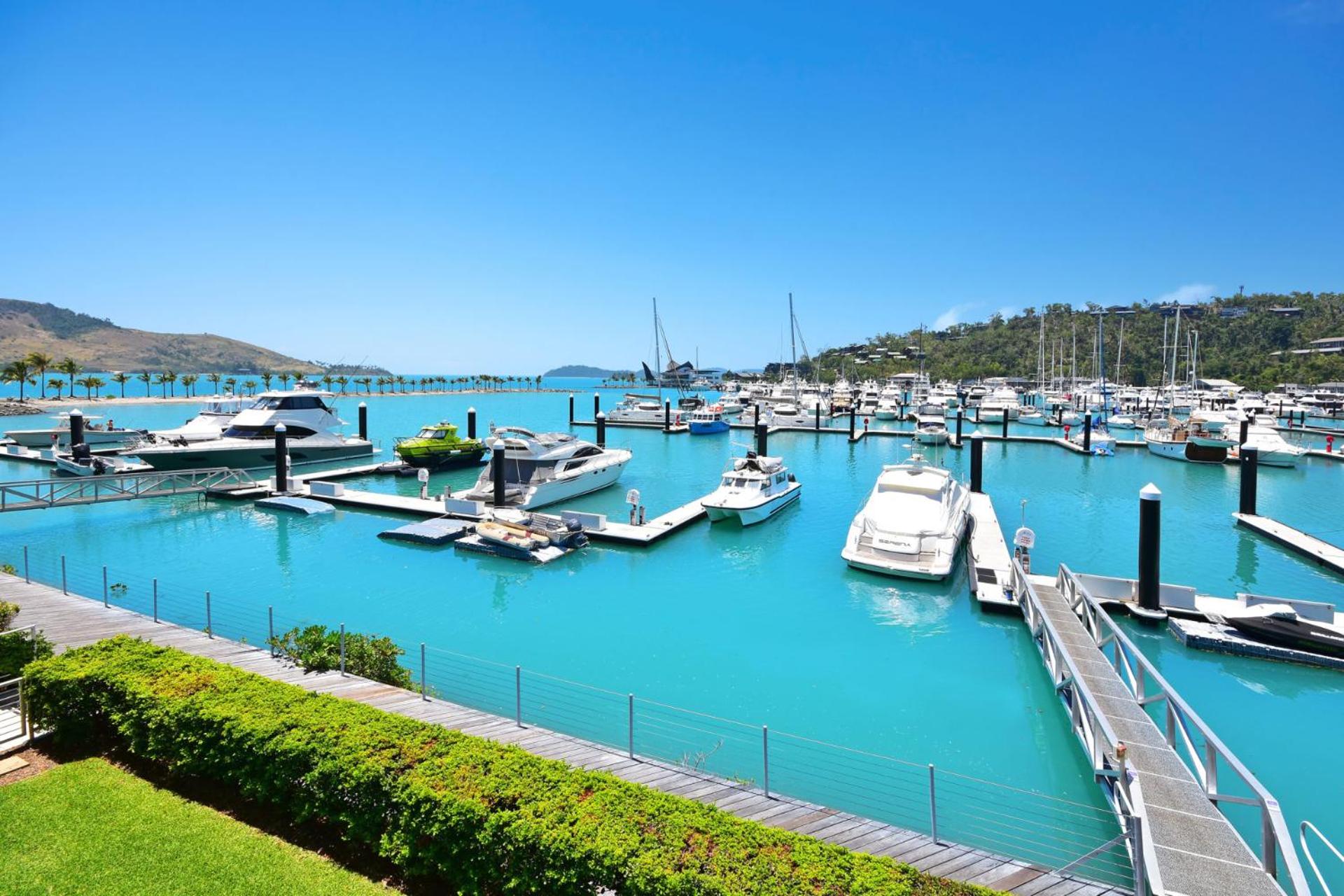 Pavillions 11 on Hamilton Island, waterfront apartment with private pool and buggy