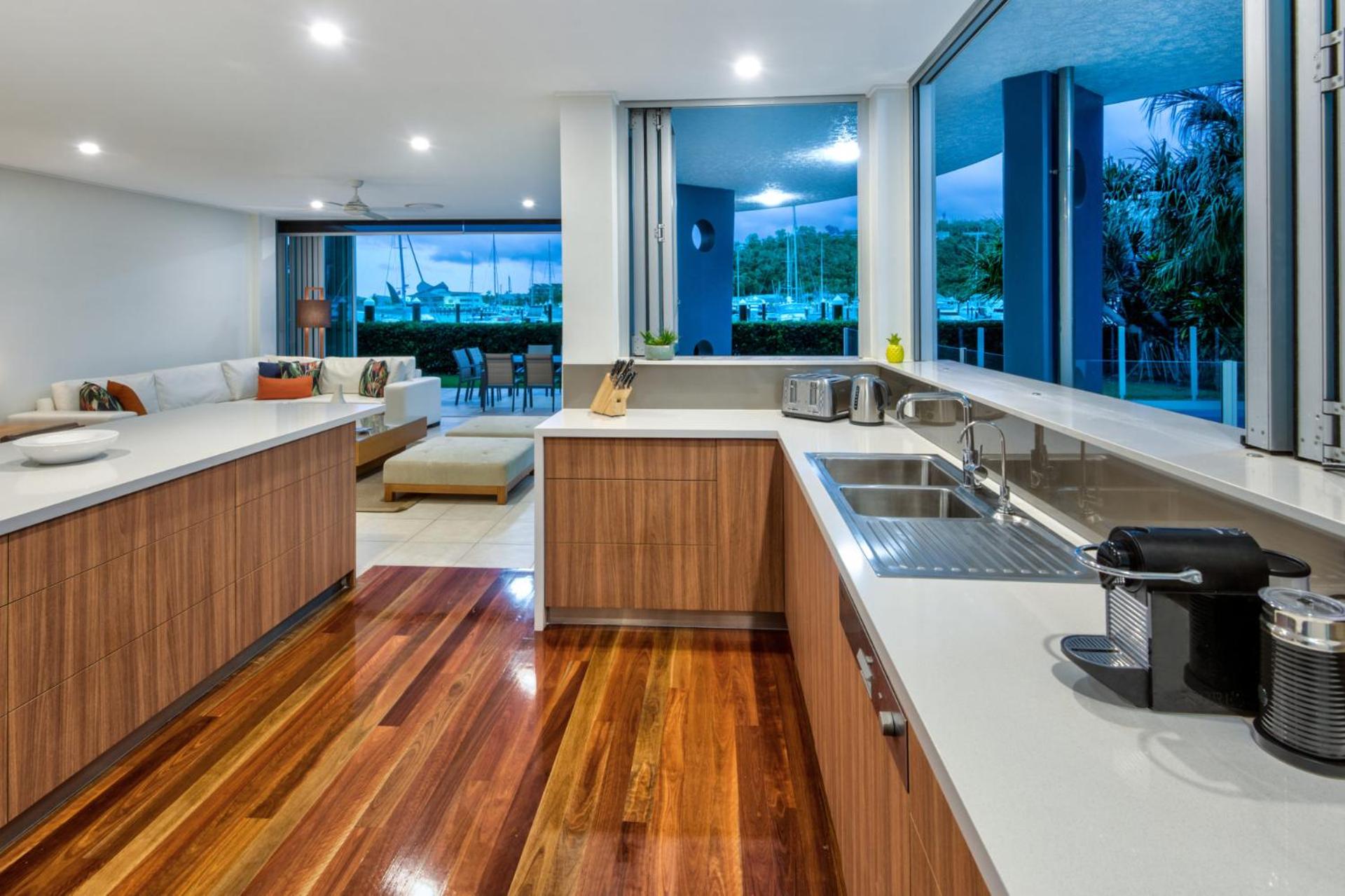 Pavillions 11 on Hamilton Island, waterfront apartment with private pool and buggy