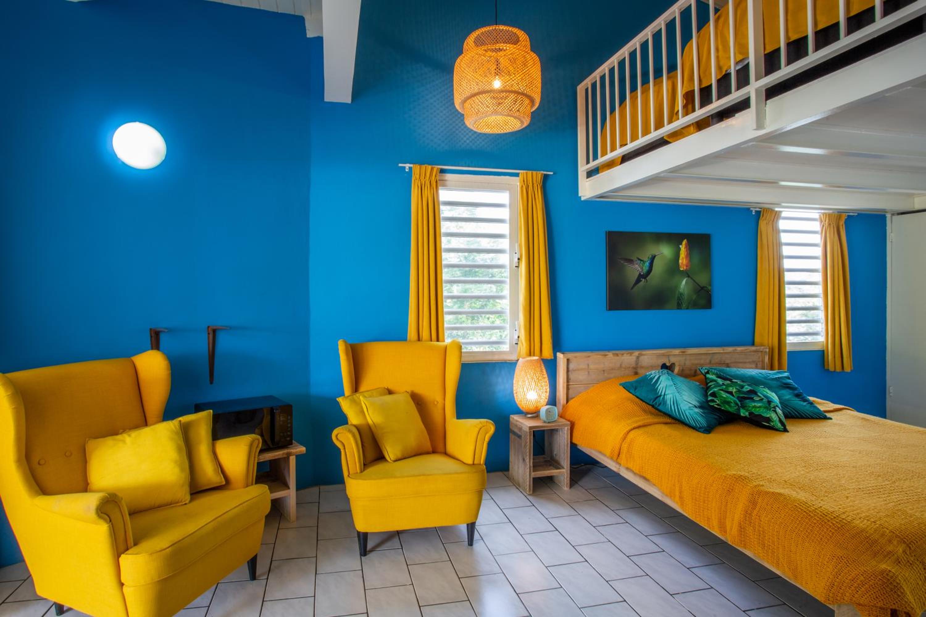 Studio at the pool in tropical Resort Seru Coral with privacy and large pool