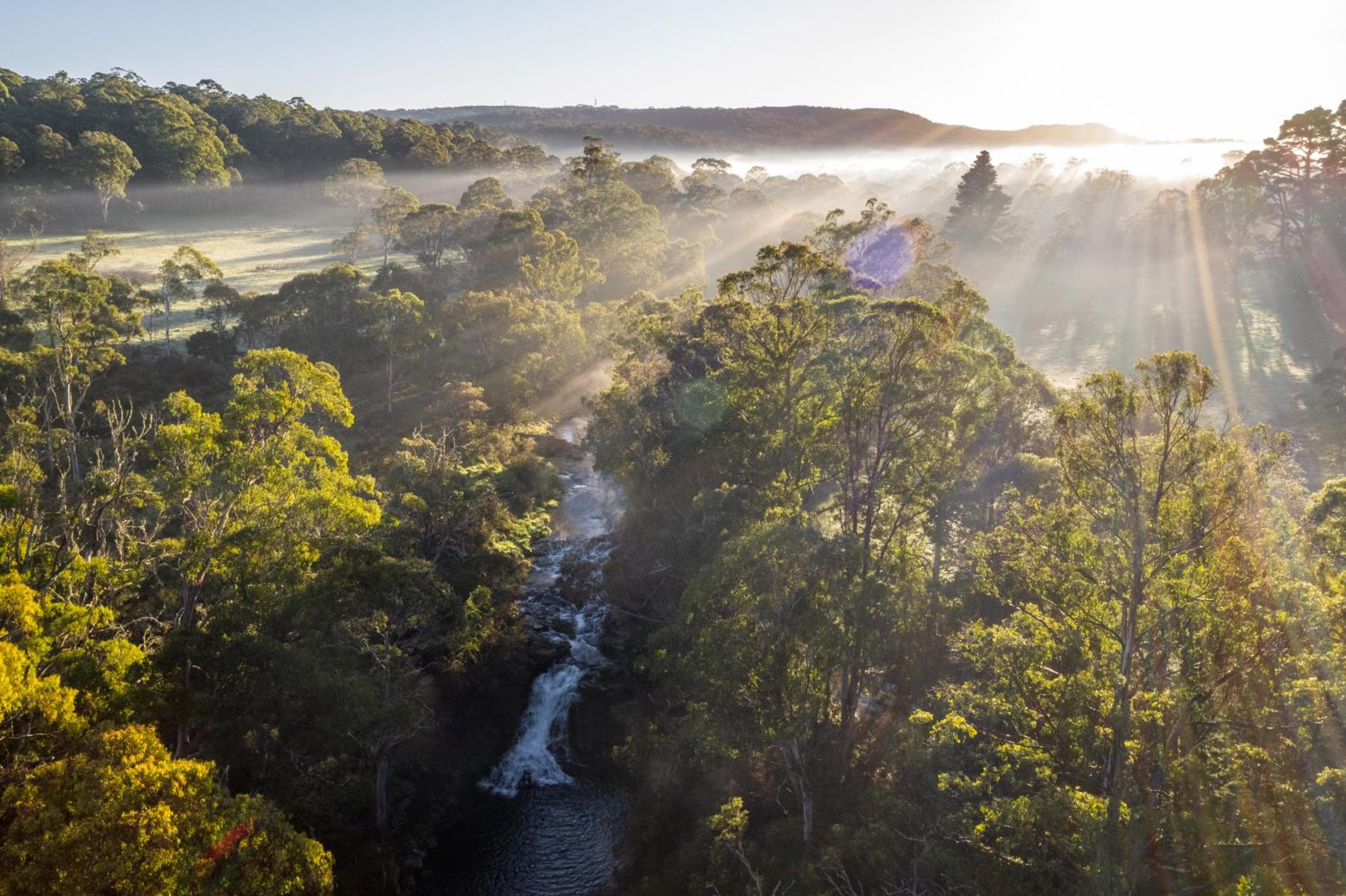 Moffat Falls Cottage overlooking waterfalls and mountains