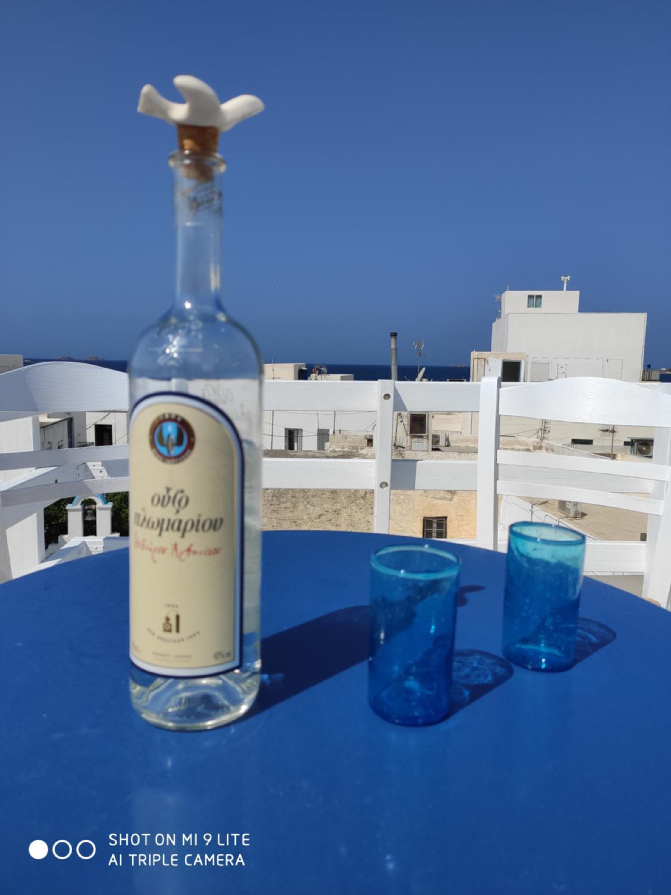White cycladic town house with sea vew