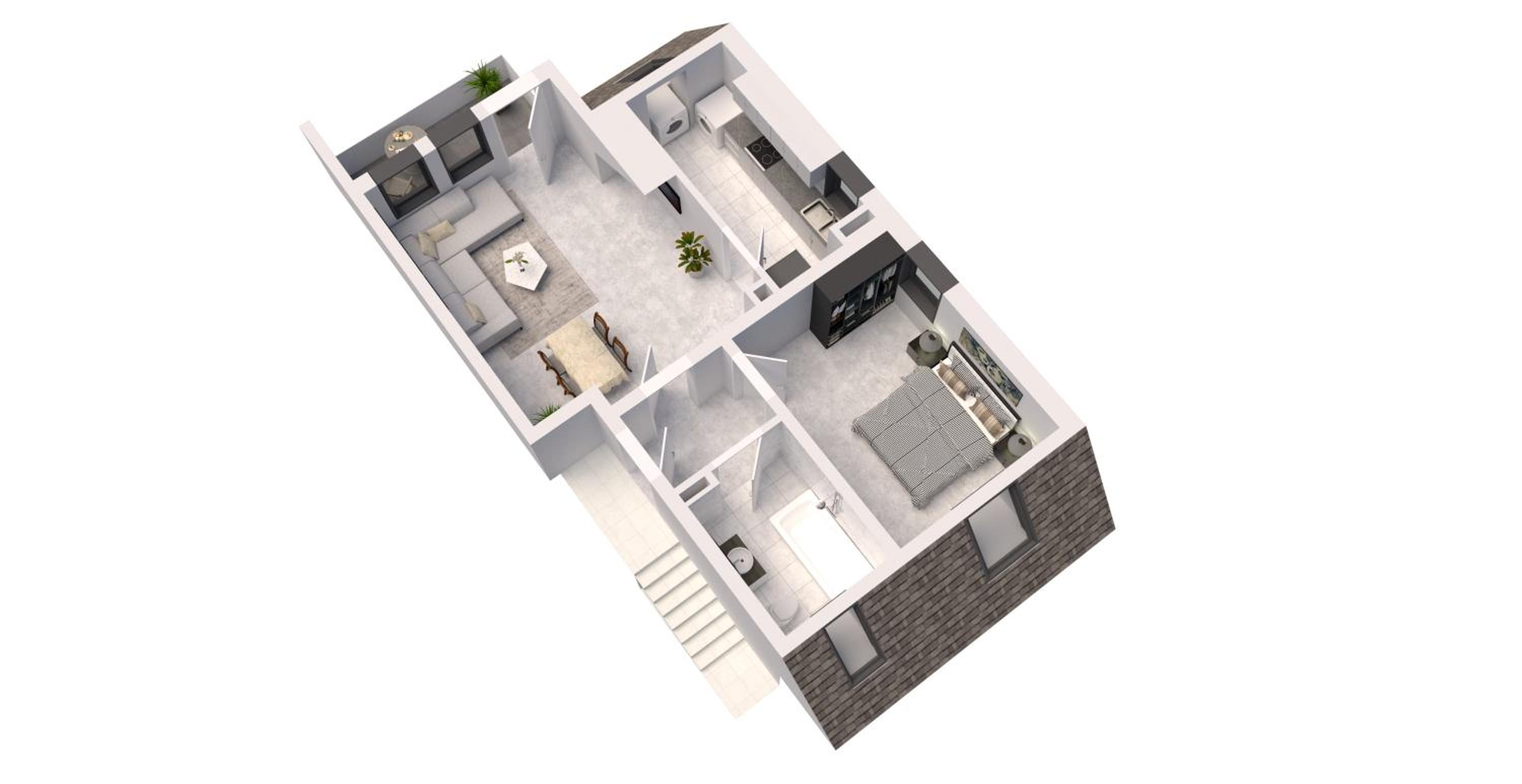 favstay Industrialstyle 2-Zimmer 60qm mit Balkon, Panarbora Fernblick, 55" TV & Netflix, 55Mbit WLAN, Parkplatz