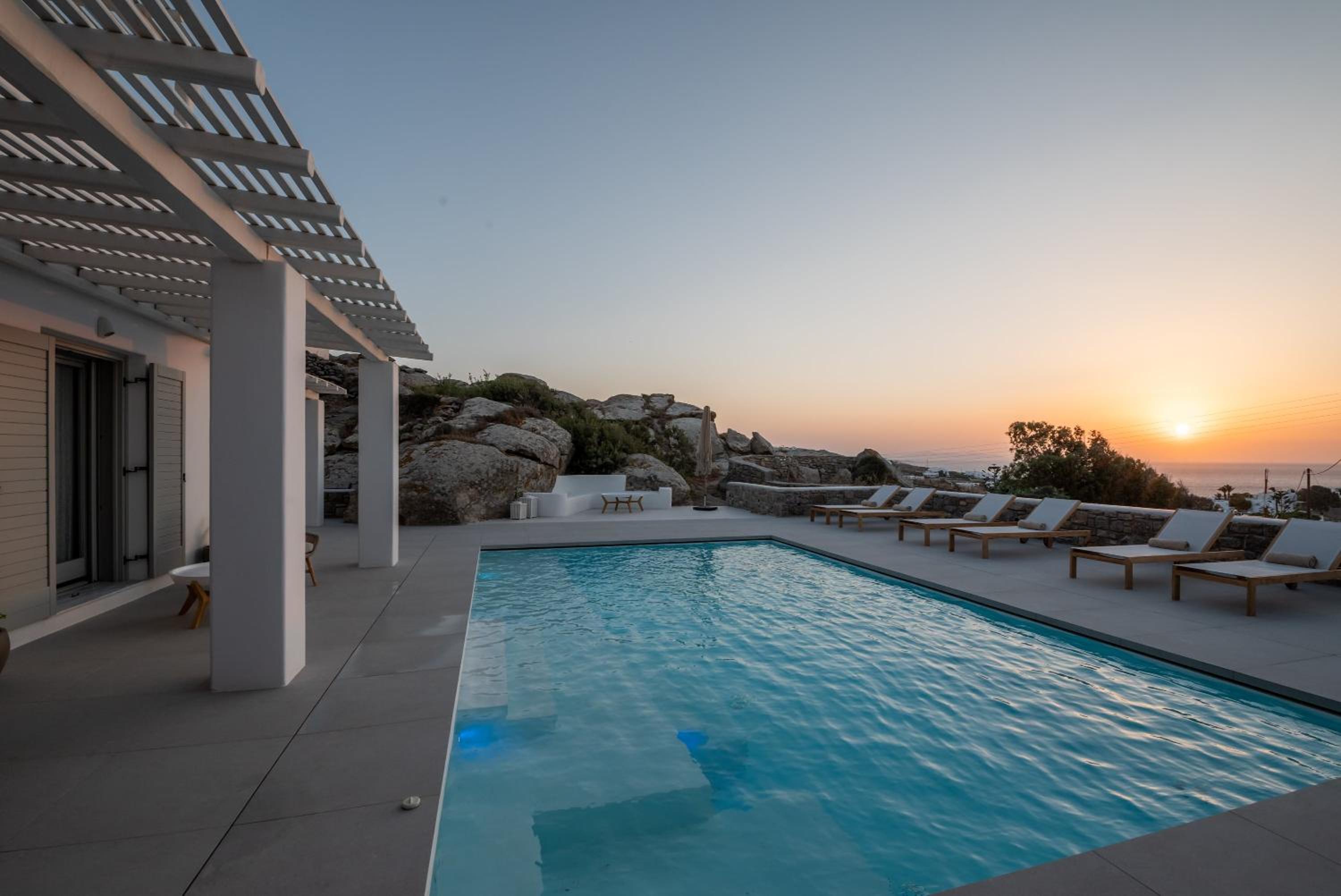 Villa Petra Mare above Mykonos town Private pool view 3