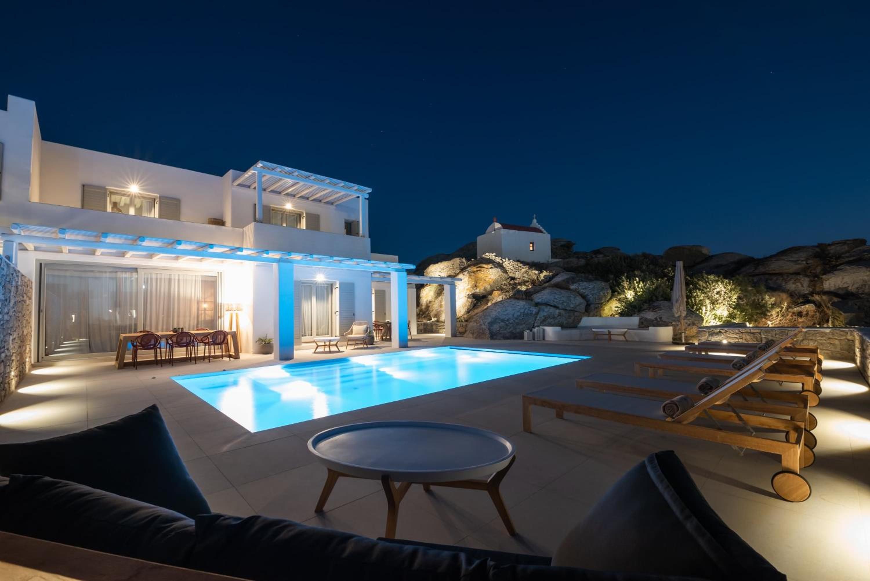Villa Petra Mare above Mykonos town Private pool view 5