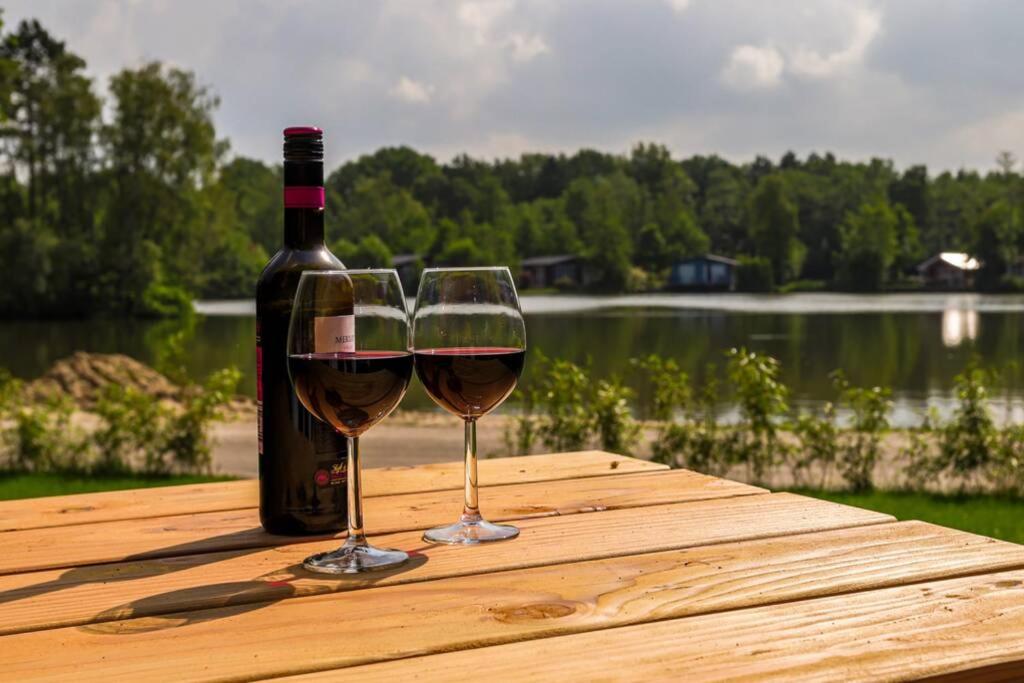 Luxe chalet in Oosterwolde in FRIESLAND, op rustig park met uitzicht op meer en strandje view 2