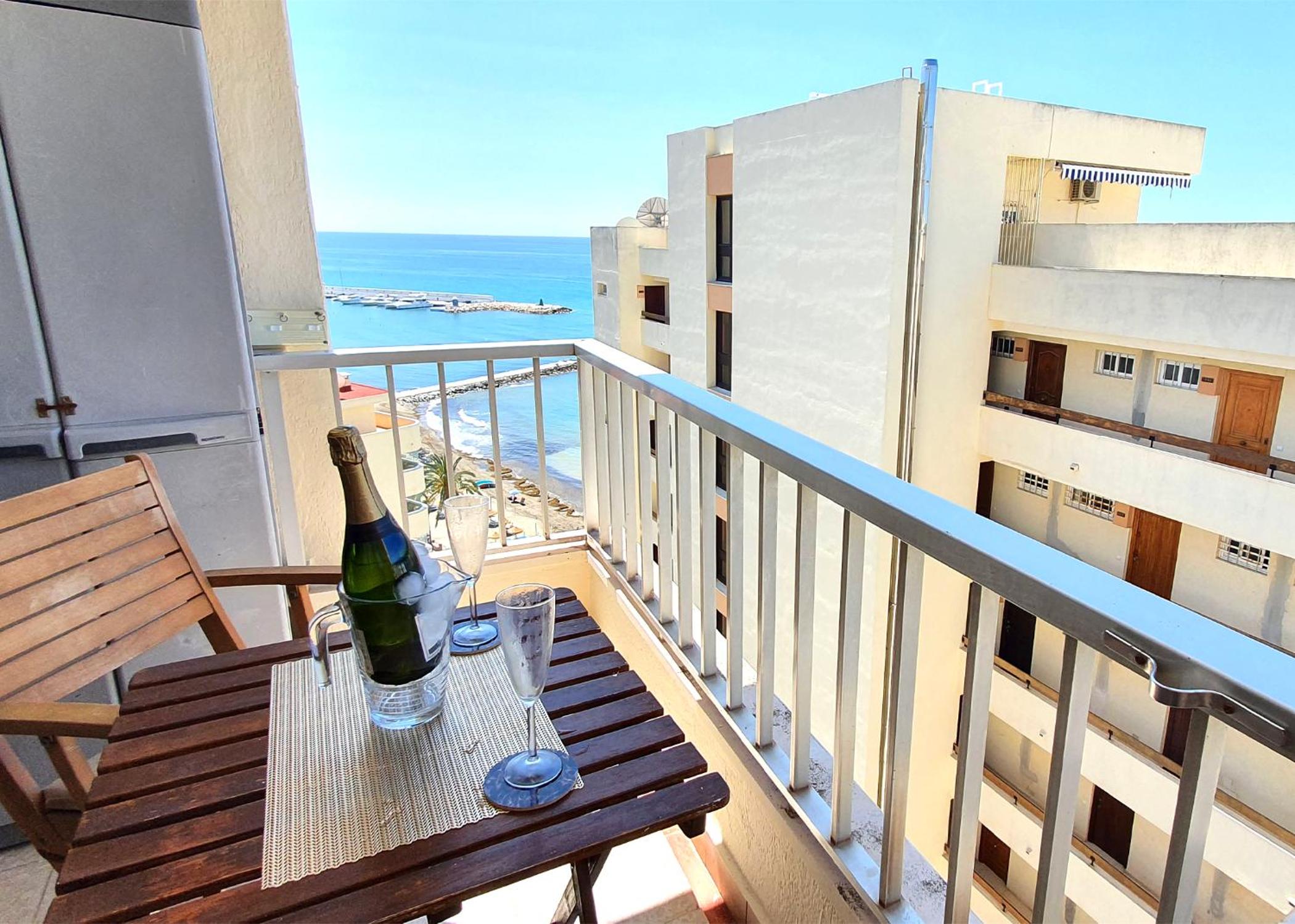 Beachfront Studio Apartment Marbella center Neptuno building Tenth Floor view 2
