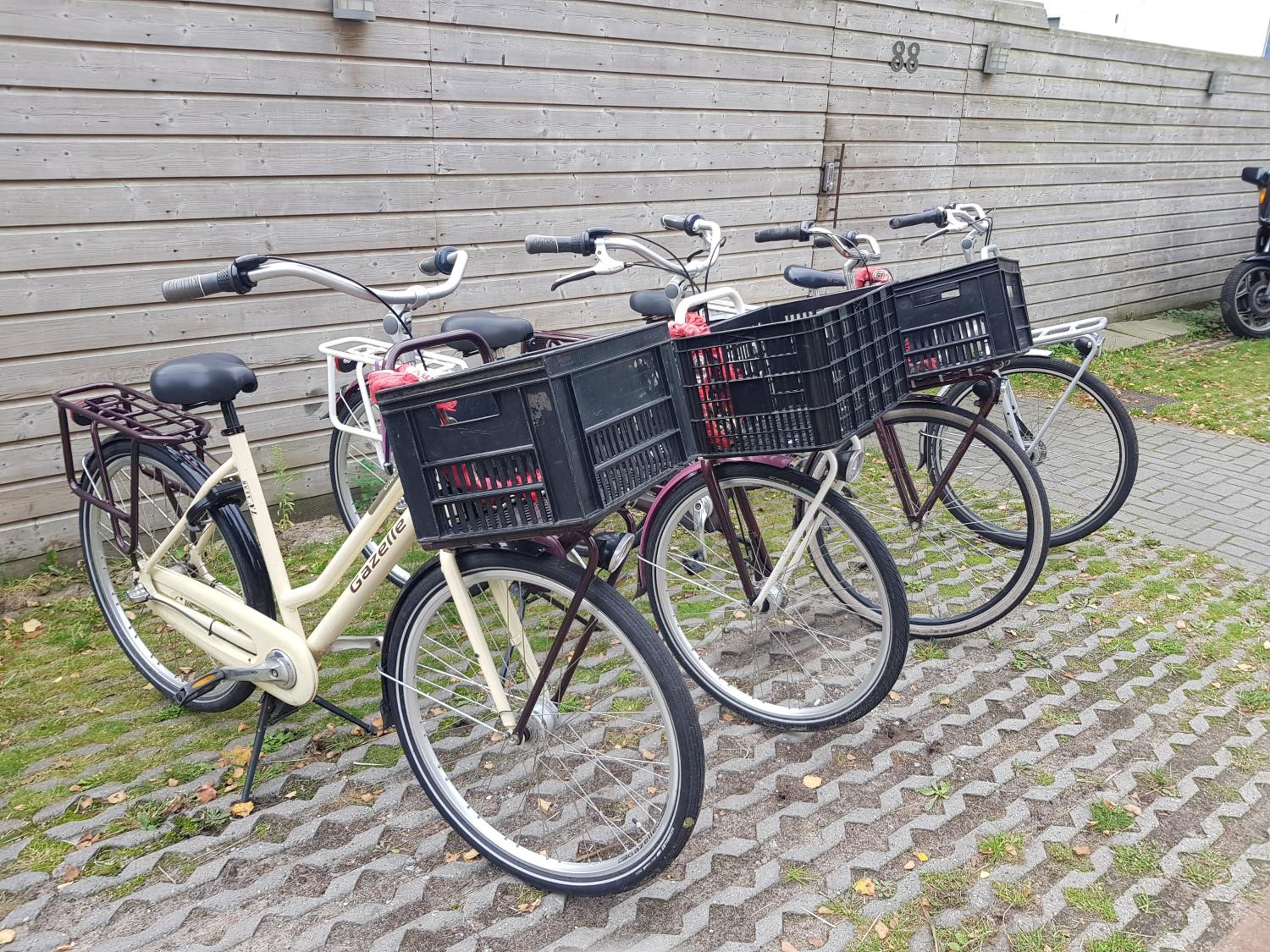 Boathouse Amsterdam with bikes and motorboat