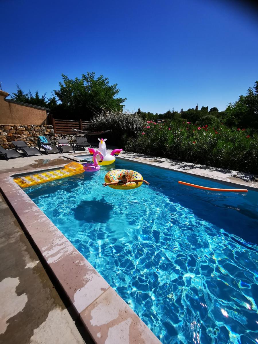 Magnifique gite en pierres 6 personnes avec piscine privee Ardeche plein sud view 2