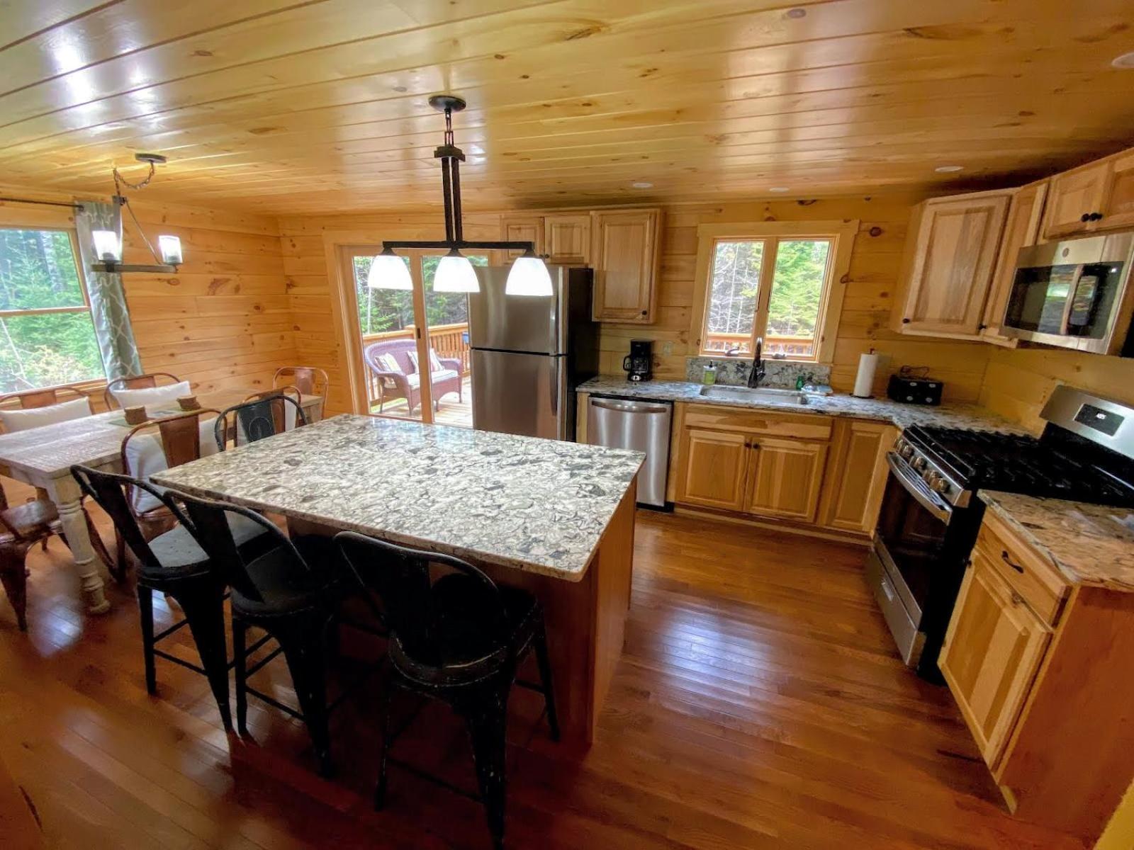Brand New Log Home Well appointed great location with AC wifi cable fireplace firepit view 3