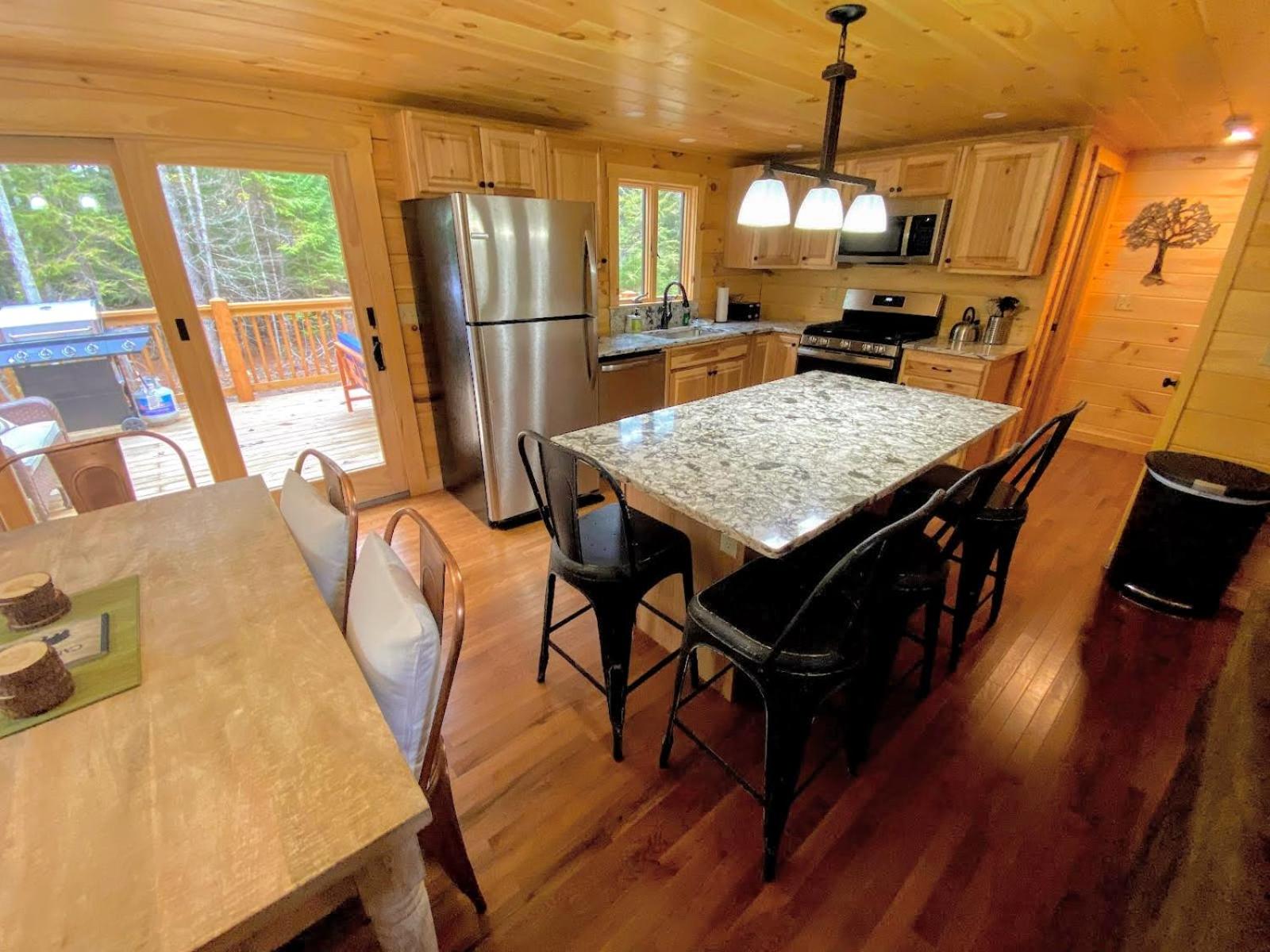 Brand New Log Home Well appointed great location with AC wifi cable fireplace firepit view 4