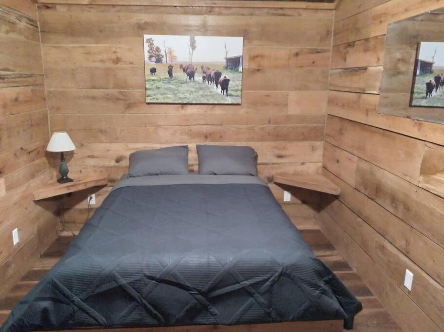Cabin with a tree house on a buffalo farm . view 4