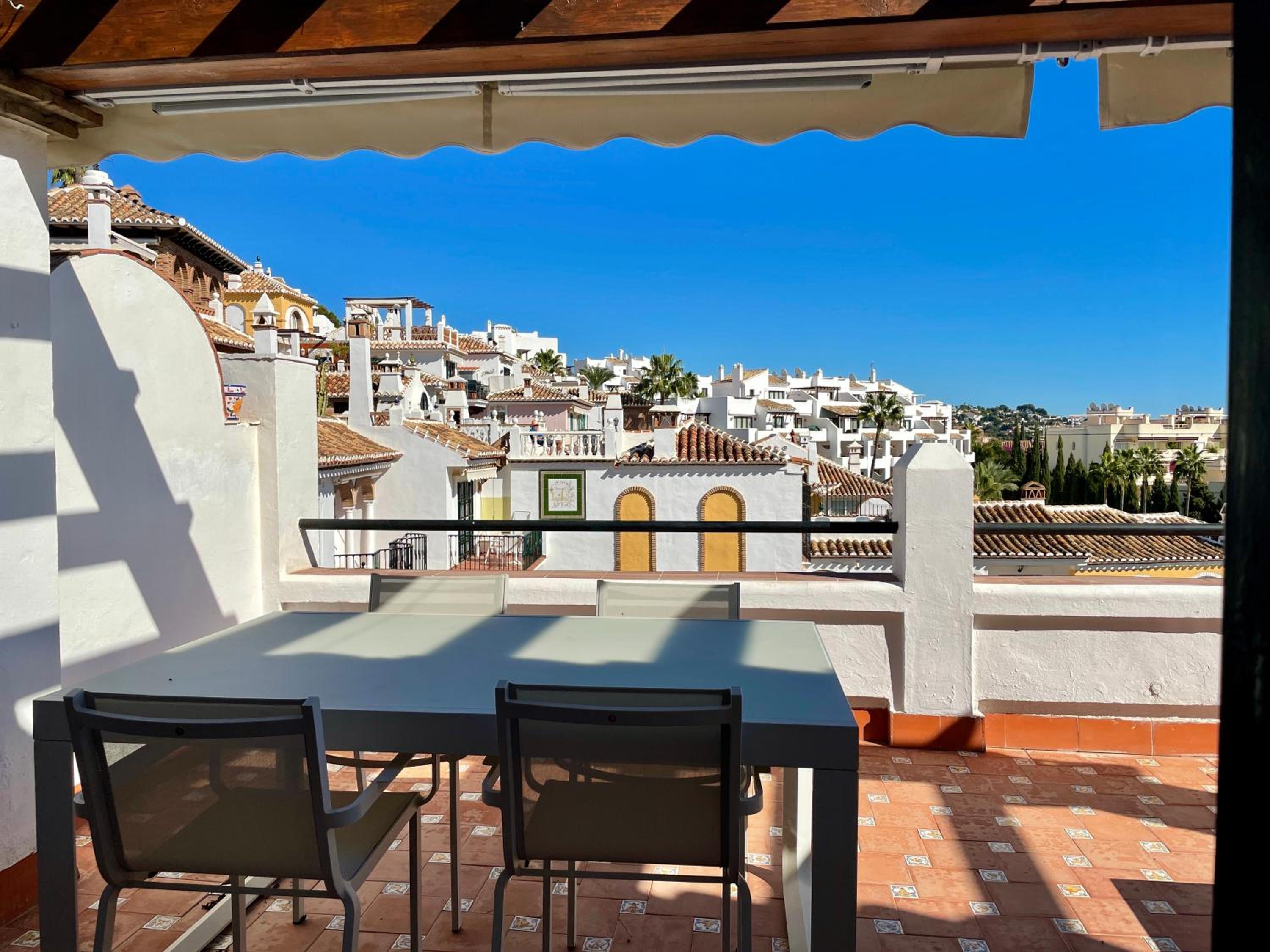 Semidetached Duplex home at Puebla Aida, Mijas Golf with pool, golf and sea views