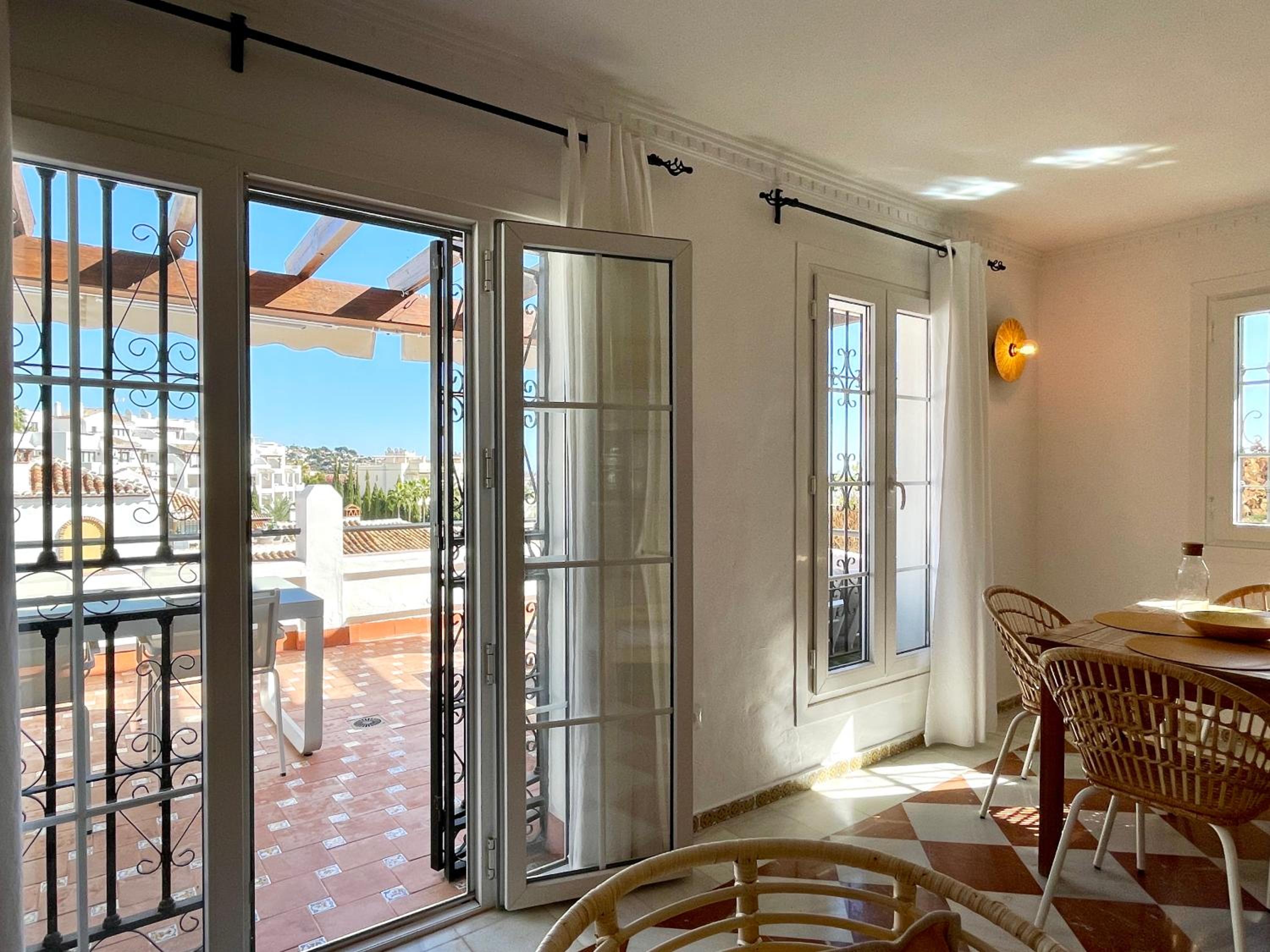 Semidetached Duplex home at Puebla Aida, Mijas Golf with pool, golf and sea views