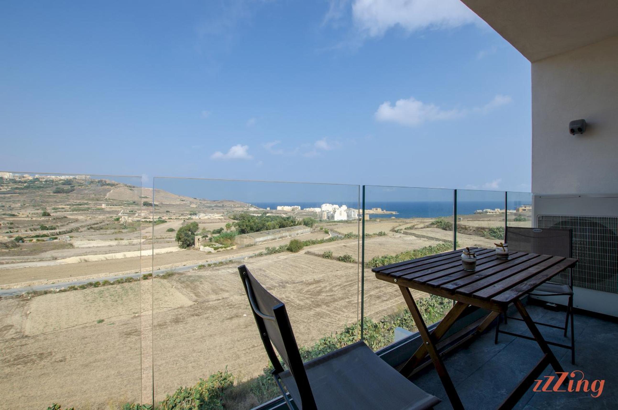 2BR with Distant Sea and Country Views in Gozo