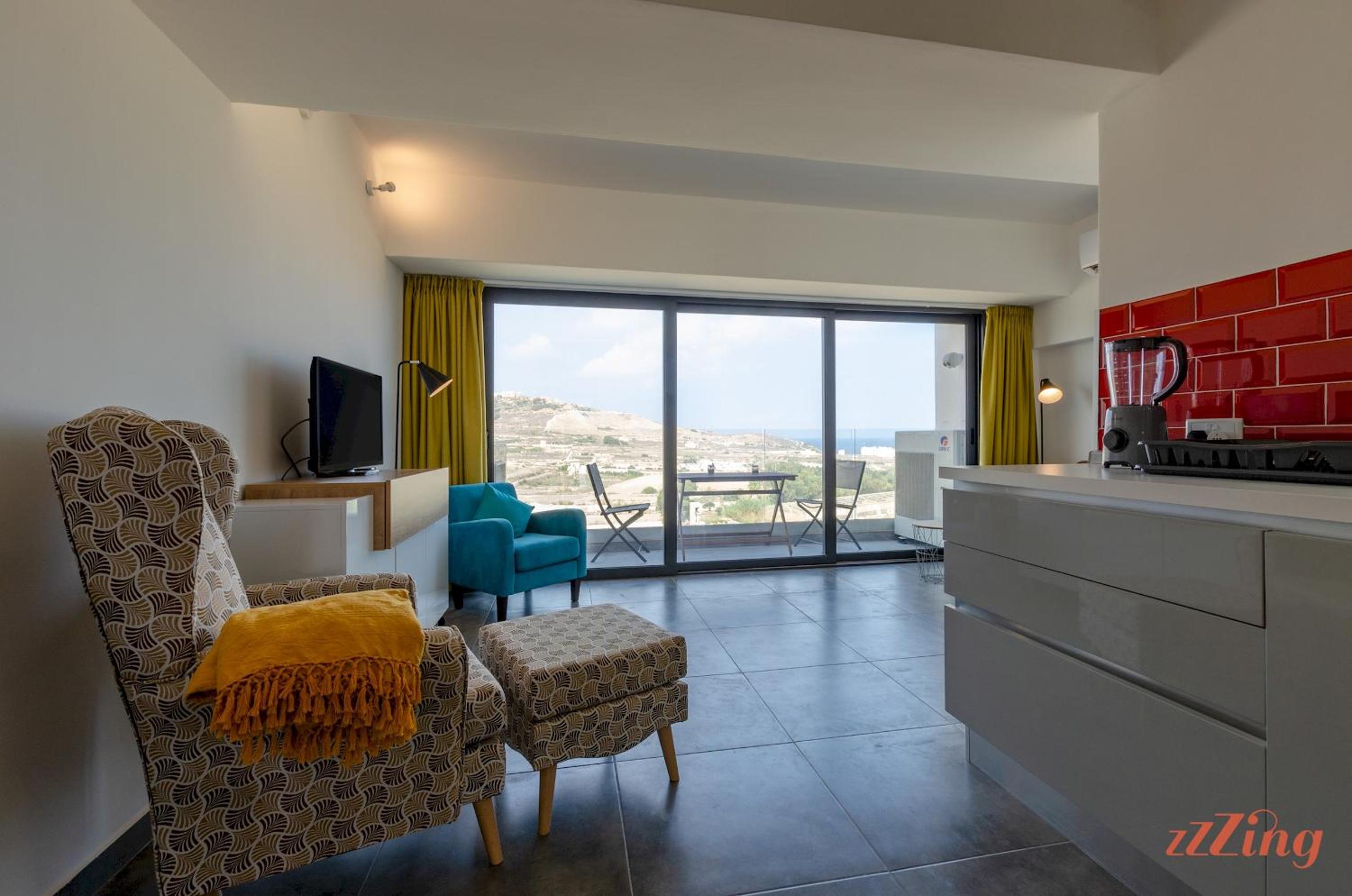 2BR with Distant Sea and Country Views in Gozo