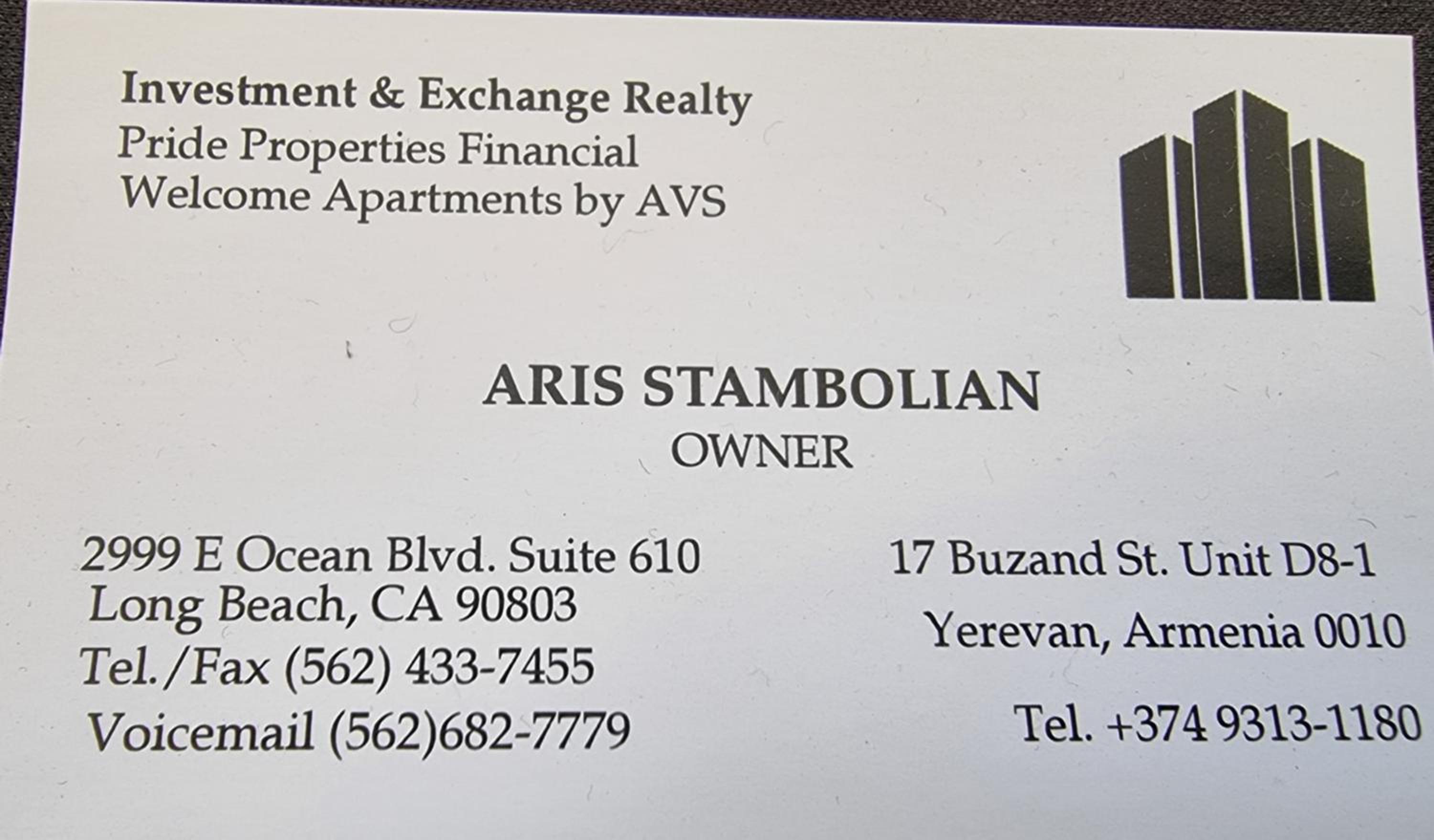 Pride Properties welcomes you at 17 Buzant St 11-166 Yerevan Armenia