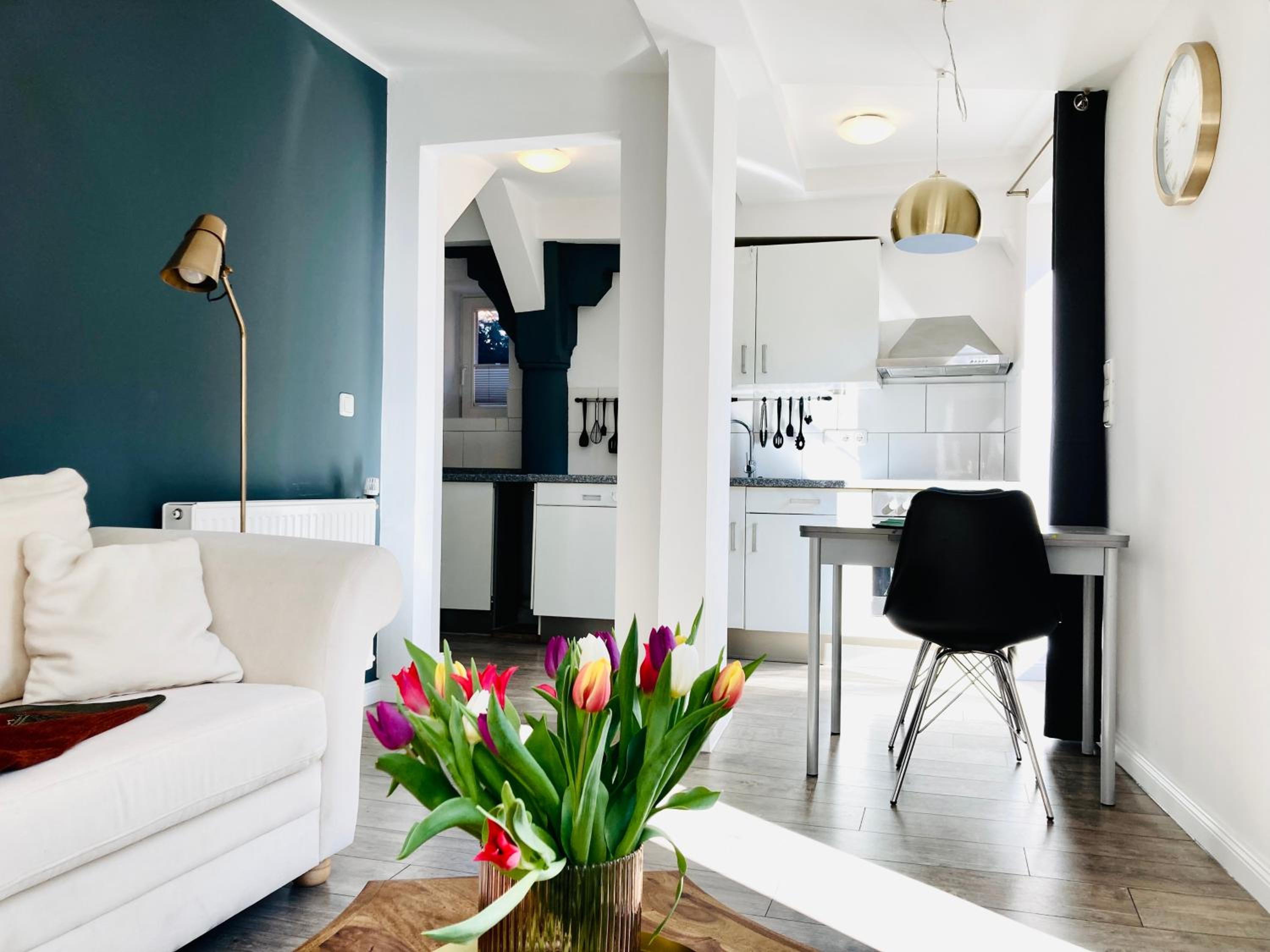 Die Stader Ferienwohnung mit Terrasse en Stade — kitchen
