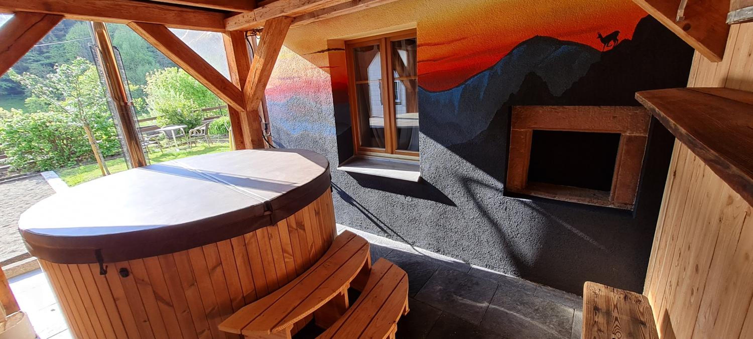 Le Chalet du Tanet spa sauna terrasse en Alsace view 5