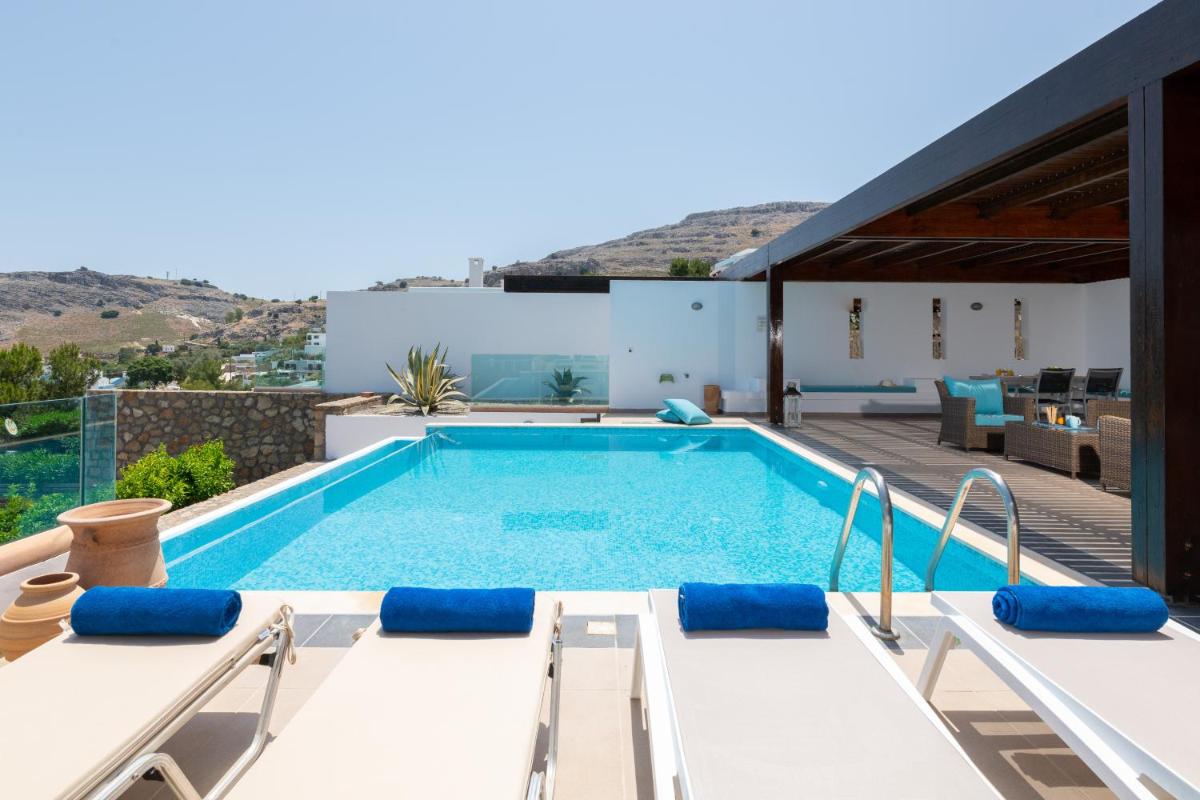 Villa Milena with private pool, Vlicha beach Lindos view 2